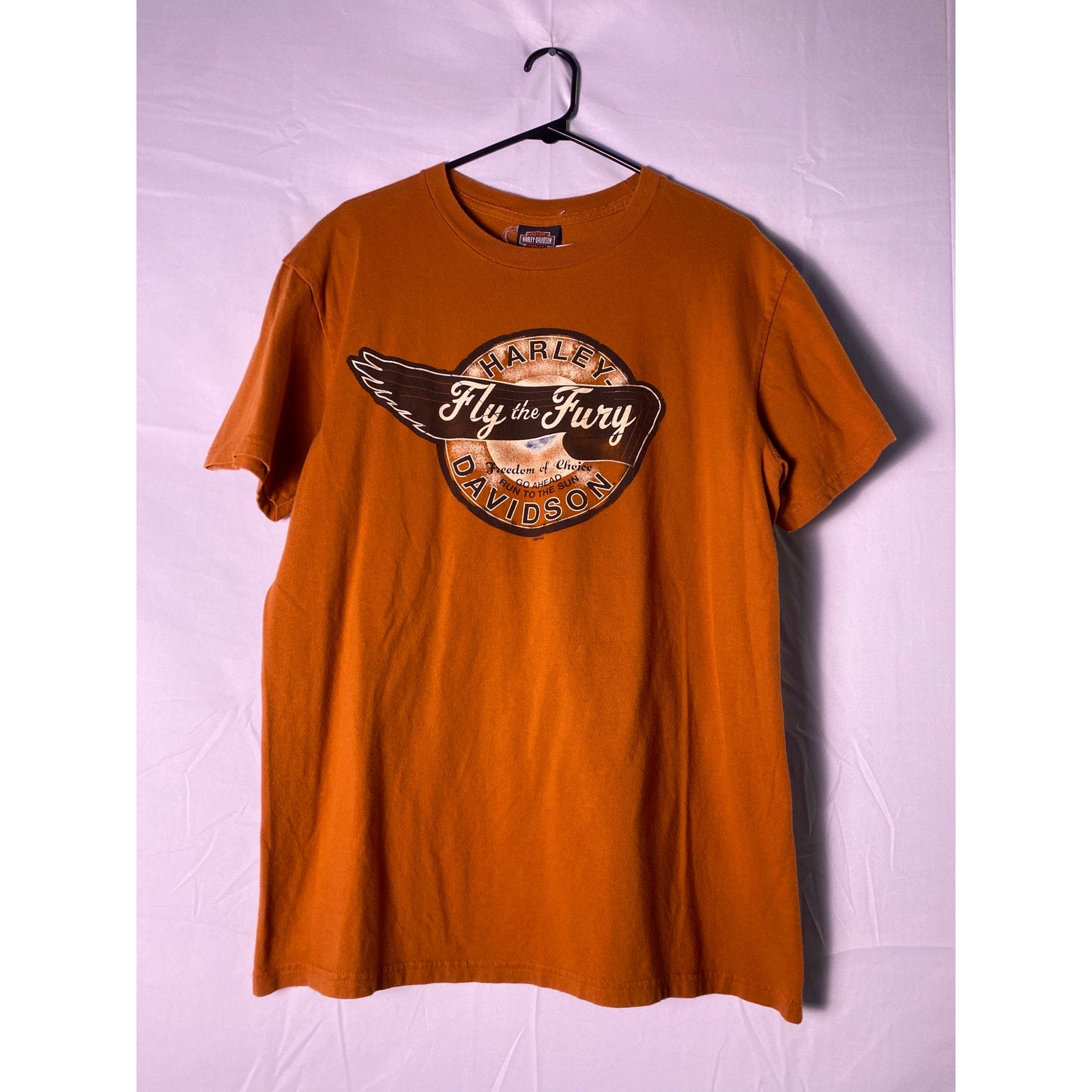 Vintage Harley Davidson Fly the Fury French Lick, INDIANA Orange T-shirt Large