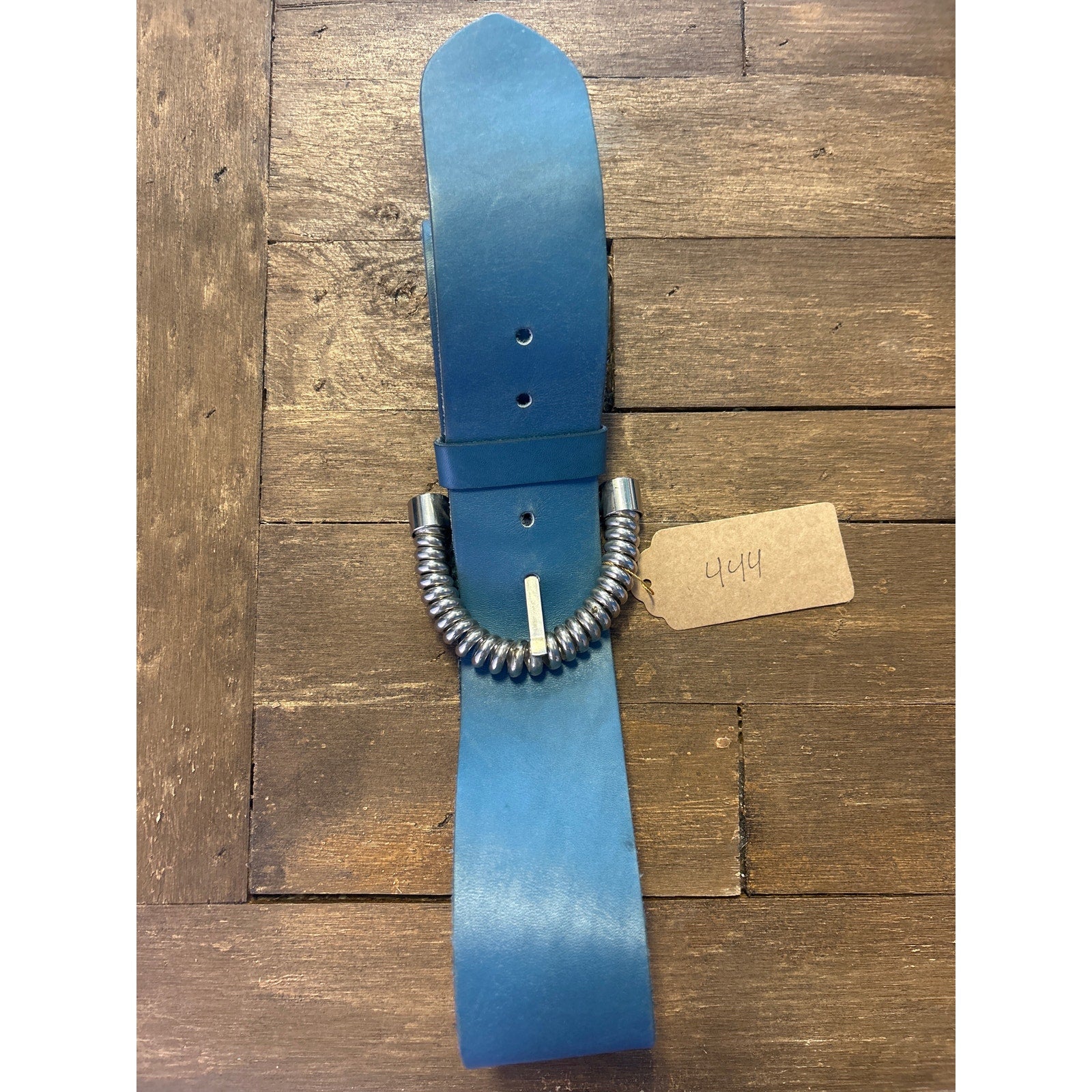 Vintage Omega Leather Belt Blue & Silver