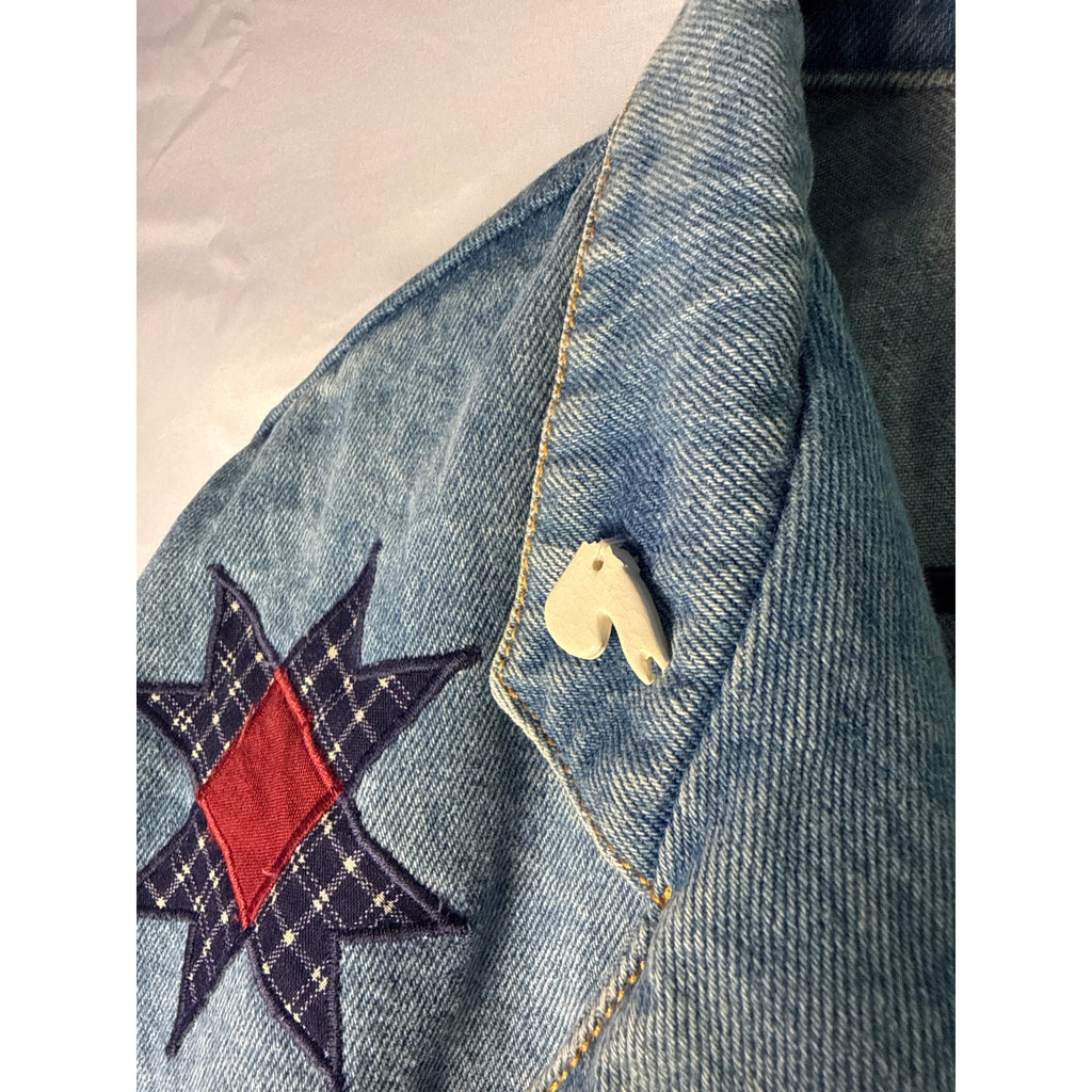 Vintage Sun Belt Denim Patchwork Two-Buttons Denim Jacket Women's Size Medium