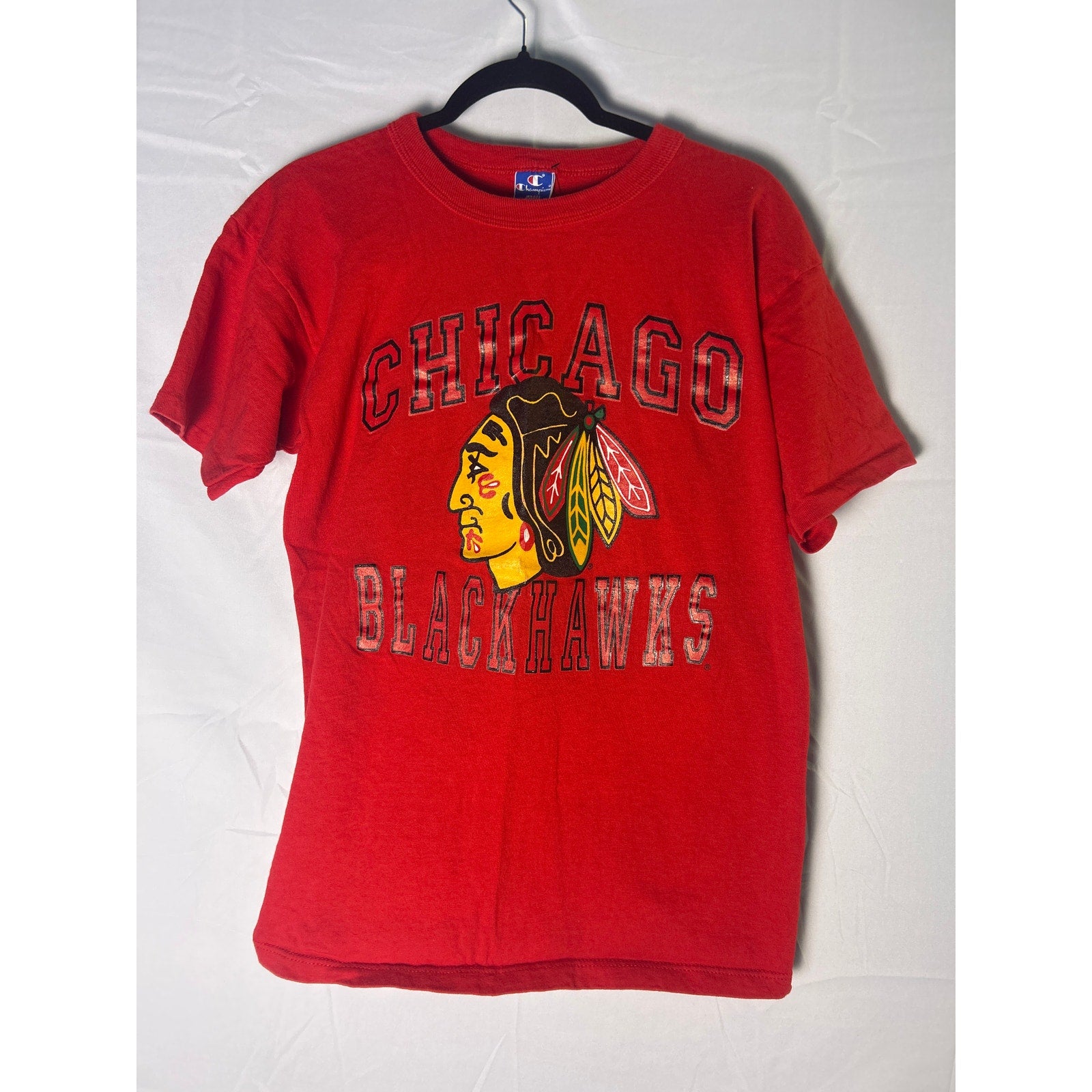 Vintage 1990s Champion NHL Chicago Blackhawks Graphic Red T-Shirt Women's Large