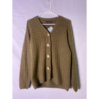 J-Mark Brown V-neck Chunky-Knit Button Front Cardigan Sweater Women's Size Large
