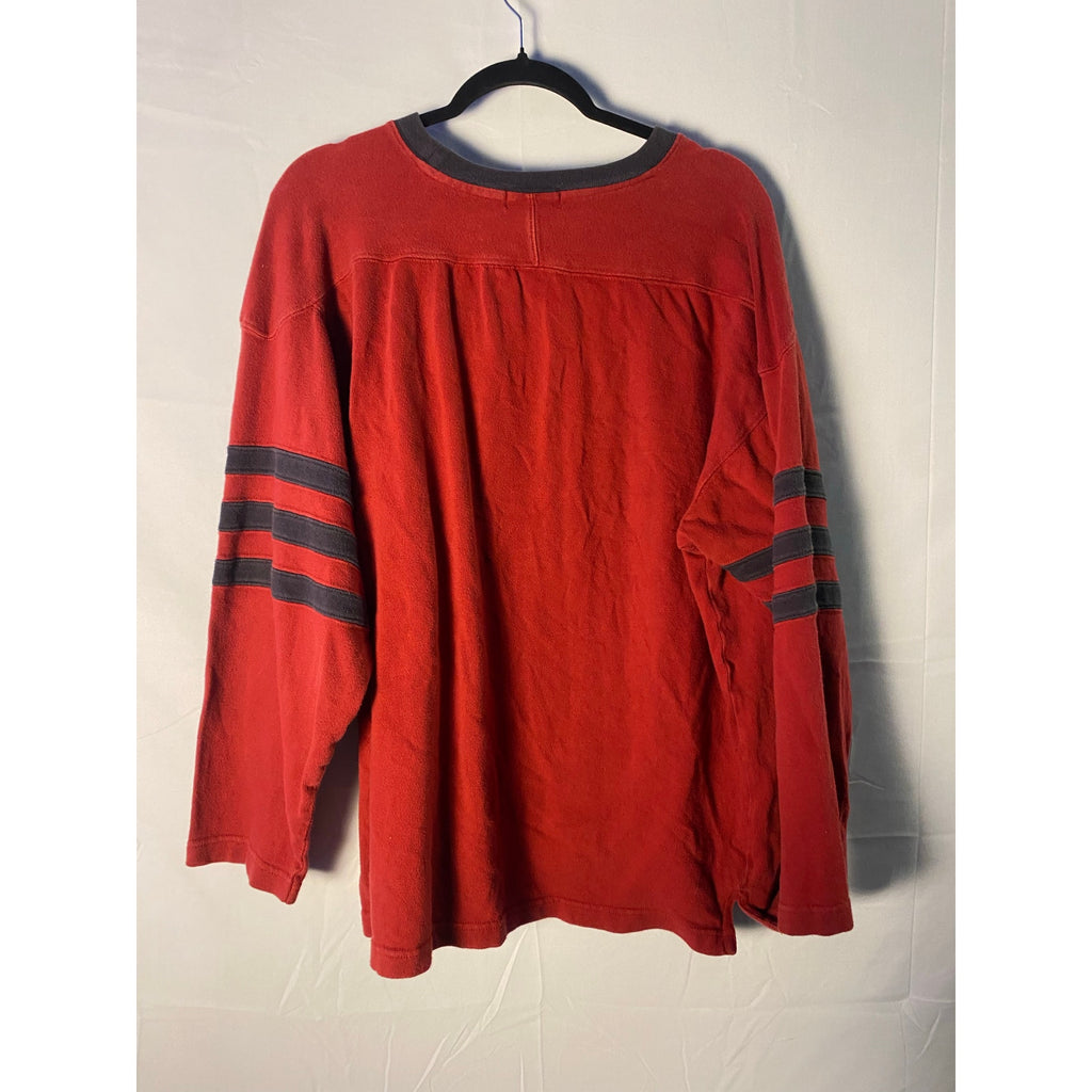 Y2K Indiana University 3 Point Delivery Red Long Sleeve Stripe Shirt Size Large&nbsp;