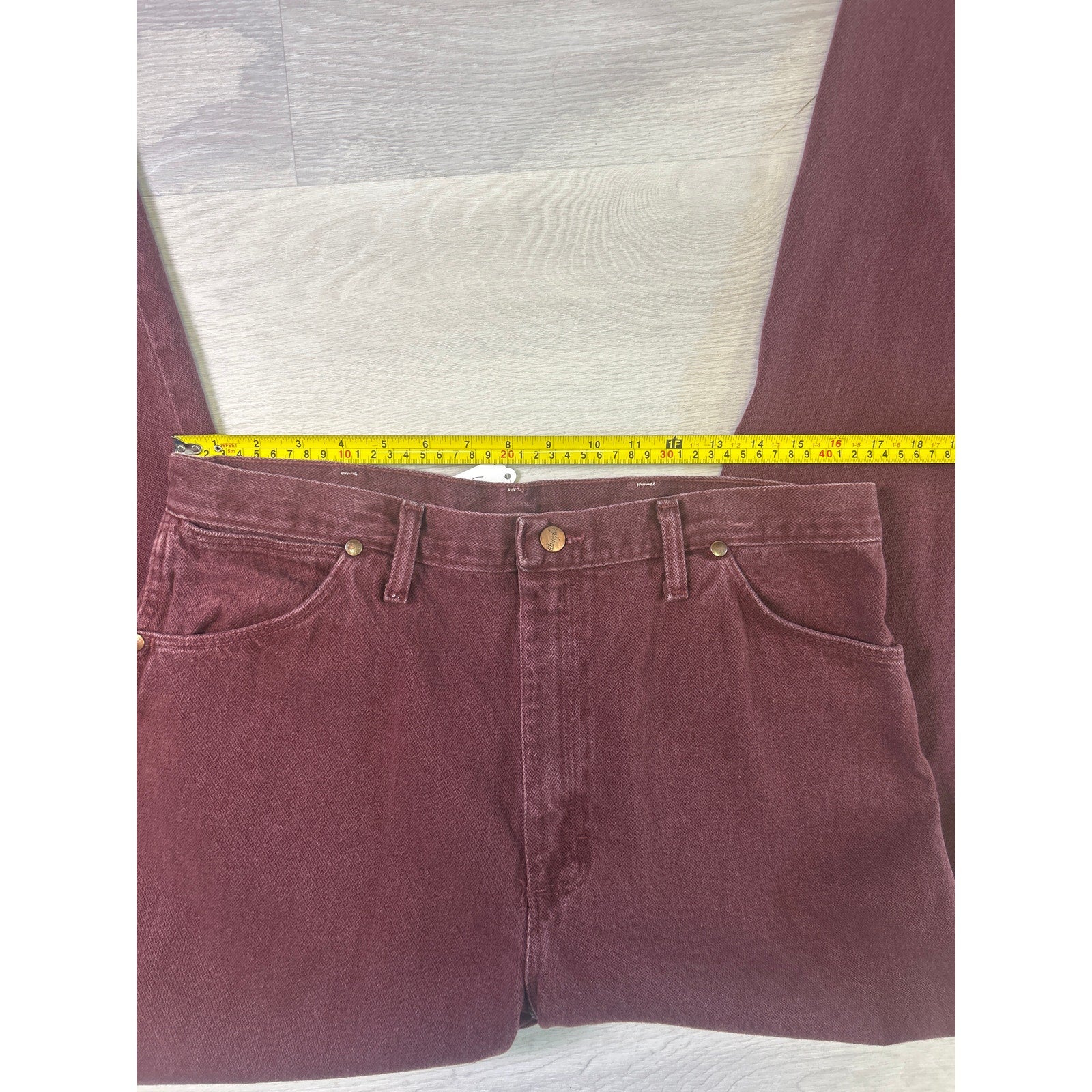 Wrangler Red Denim Dark Wash Straight Leg Jeans w/ Pockets Size 34?