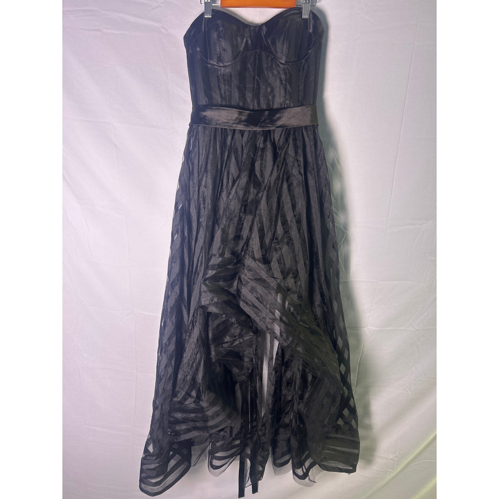 Vintage Flirt by Maggie Sottero P5707 Black High Low Organza Corset Dress Small