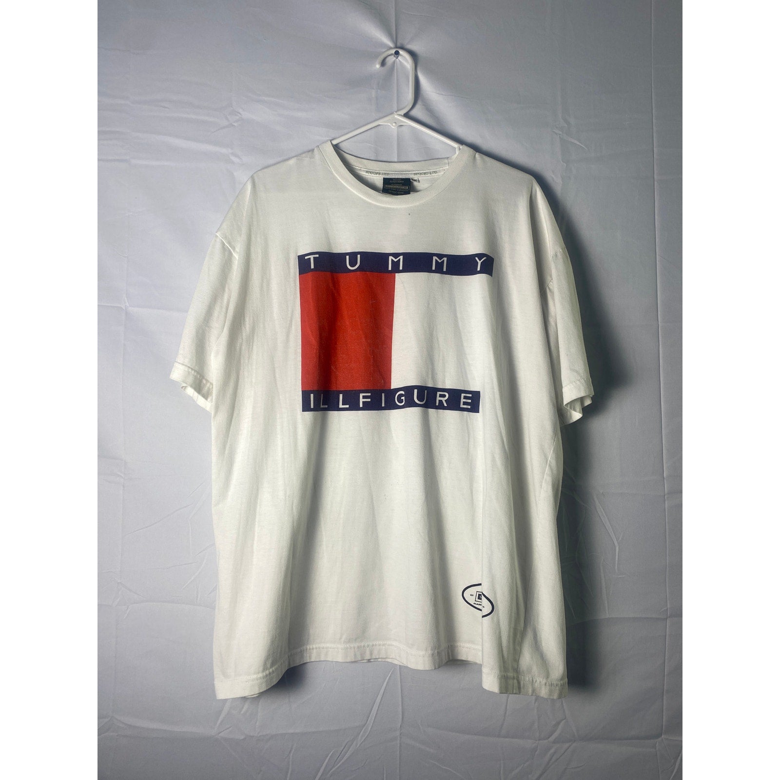 Spoofs Limited TUMMY ILLFIGURE Crew Neck White Shirt Men's Size XXL