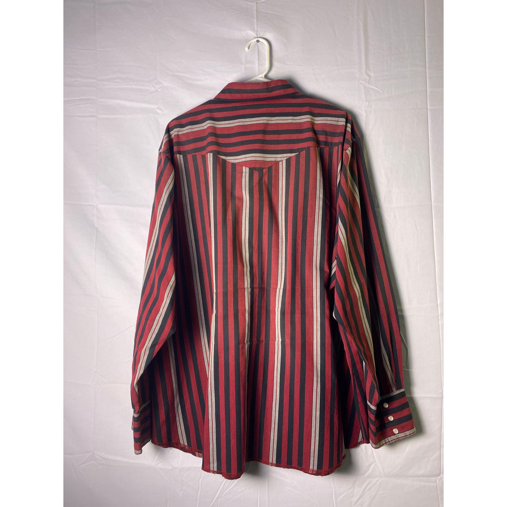Wrangler Red Black Gray Western Rockabilly Pearl Snap Button Up Shirt Mens Large