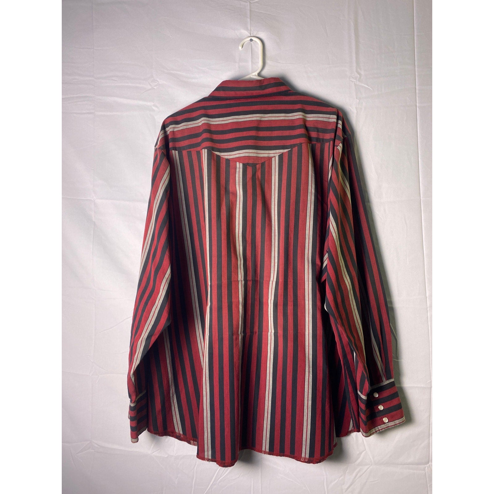 Wrangler Red Black Gray Western Rockabilly Pearl Snap Button Up Shirt Mens Large
