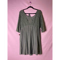 Green Floral Lace 3/4 Sleeve V-neck Babydoll Mini Dress Women's Size Medium