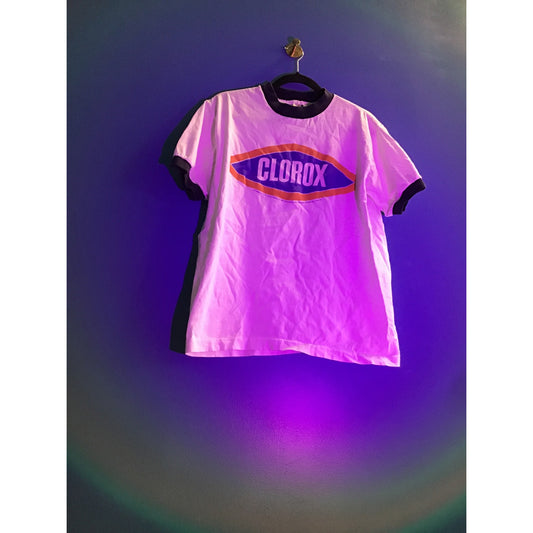 '96 LJ Tee Jays CLOROX Print Tee Shirt Single Stitch White Crewneck Womens Large