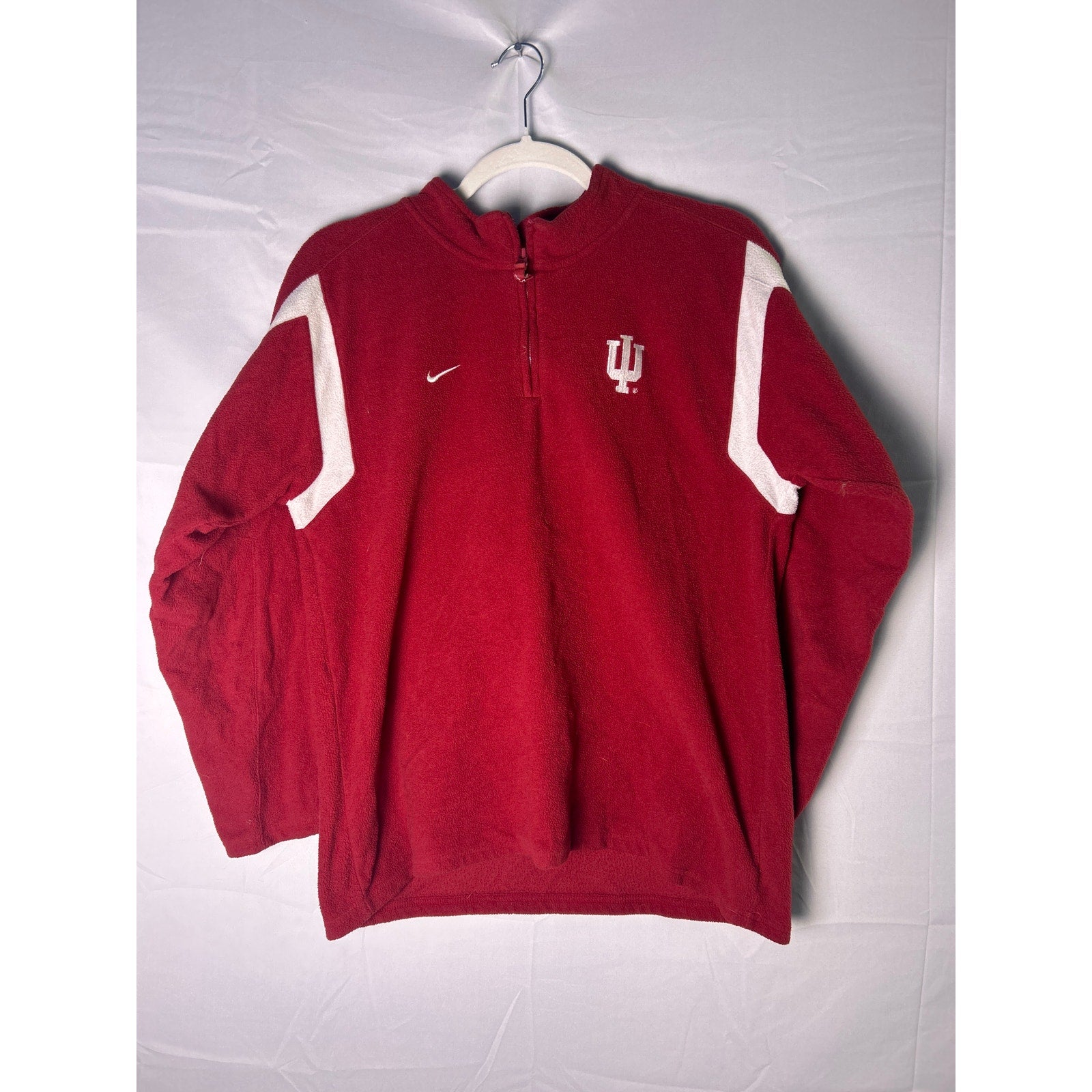 Vintage Nike Indiana Hoosiers Quarter Zip Red White Pullover Sweatshirt Large