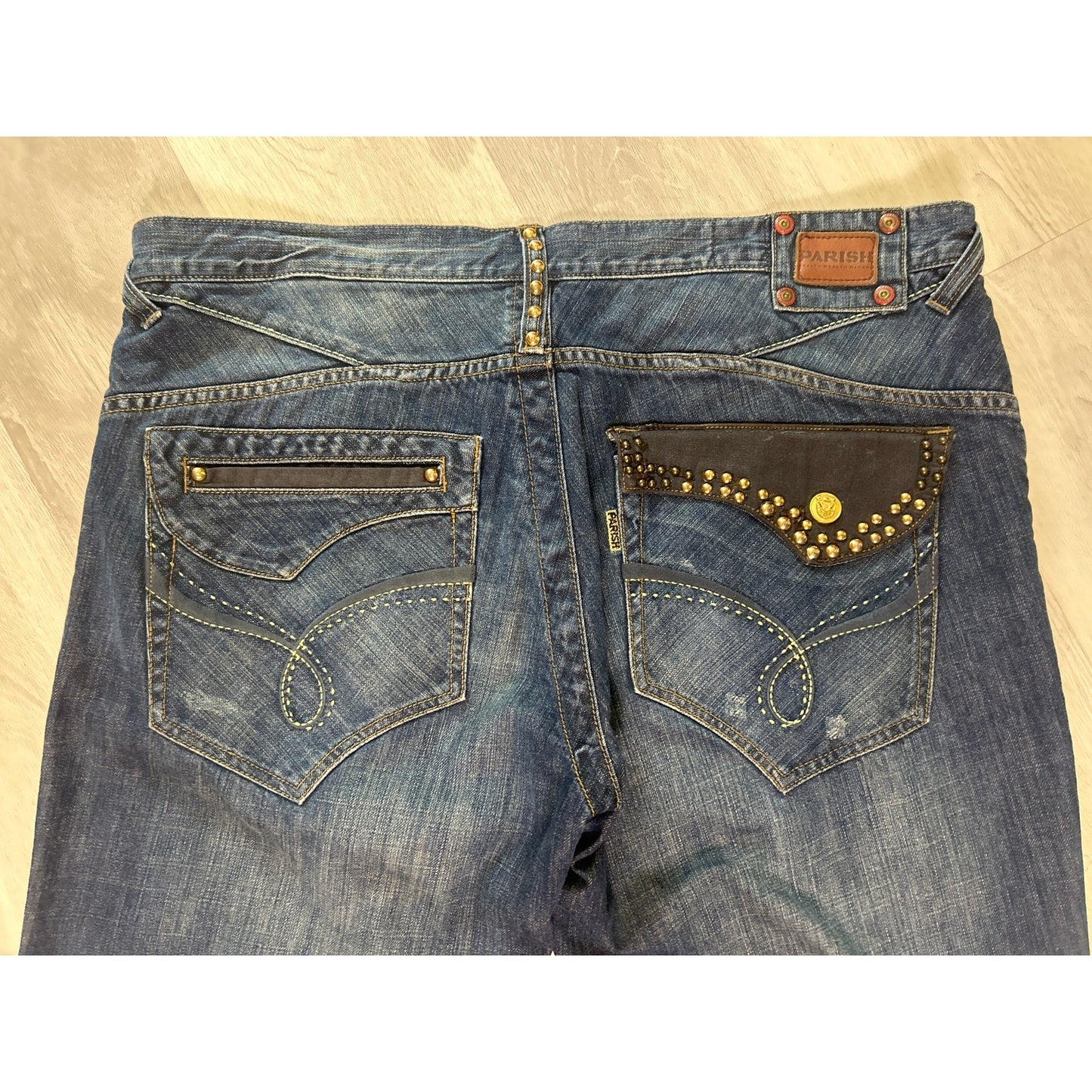 Y2K Parish Studded Jeans Straight Leg Medium Wash 5-Pockets Men's Size 42