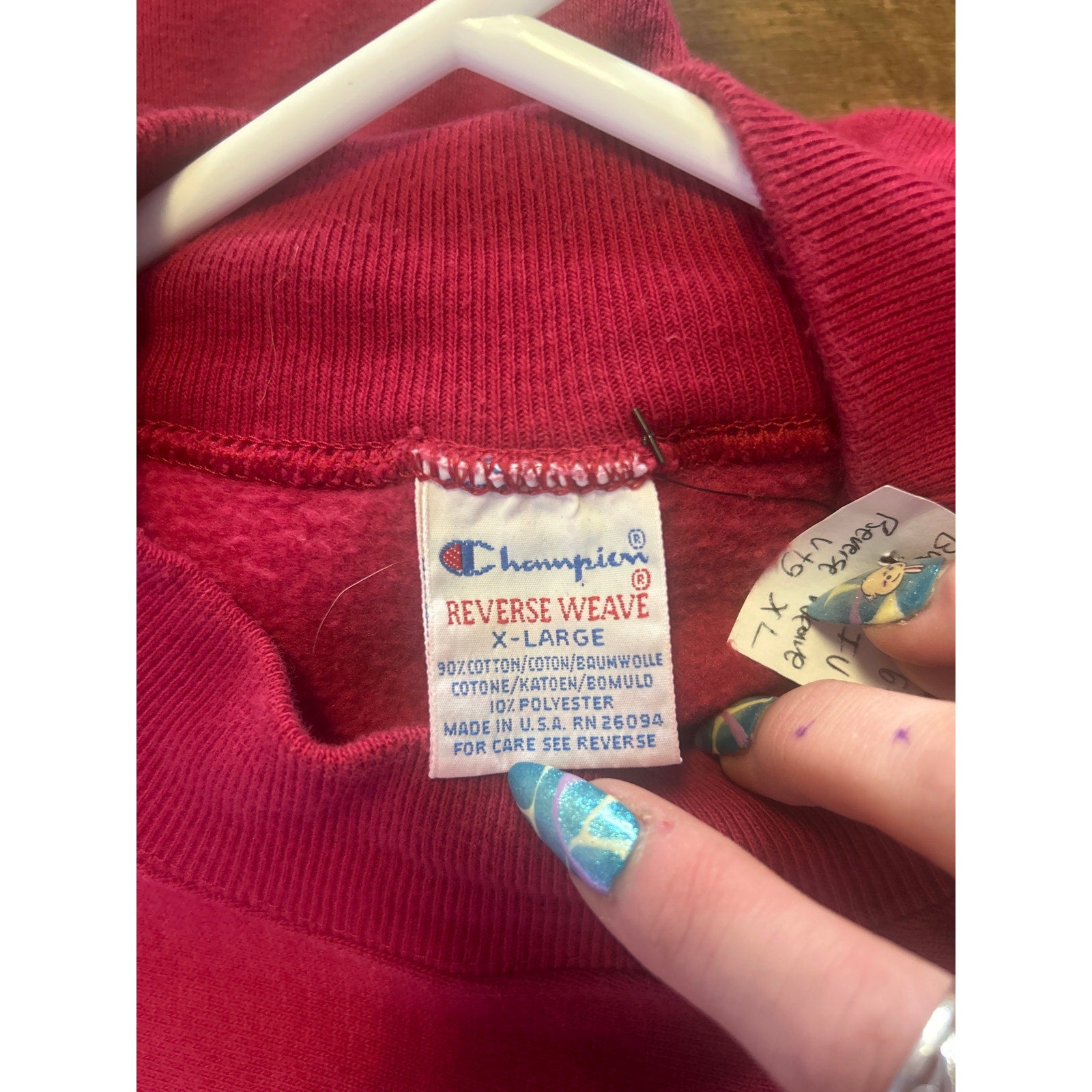 Champion Embroidered INDIANA Crew Neck Red Pullover Sweatshirt Men's Size XL