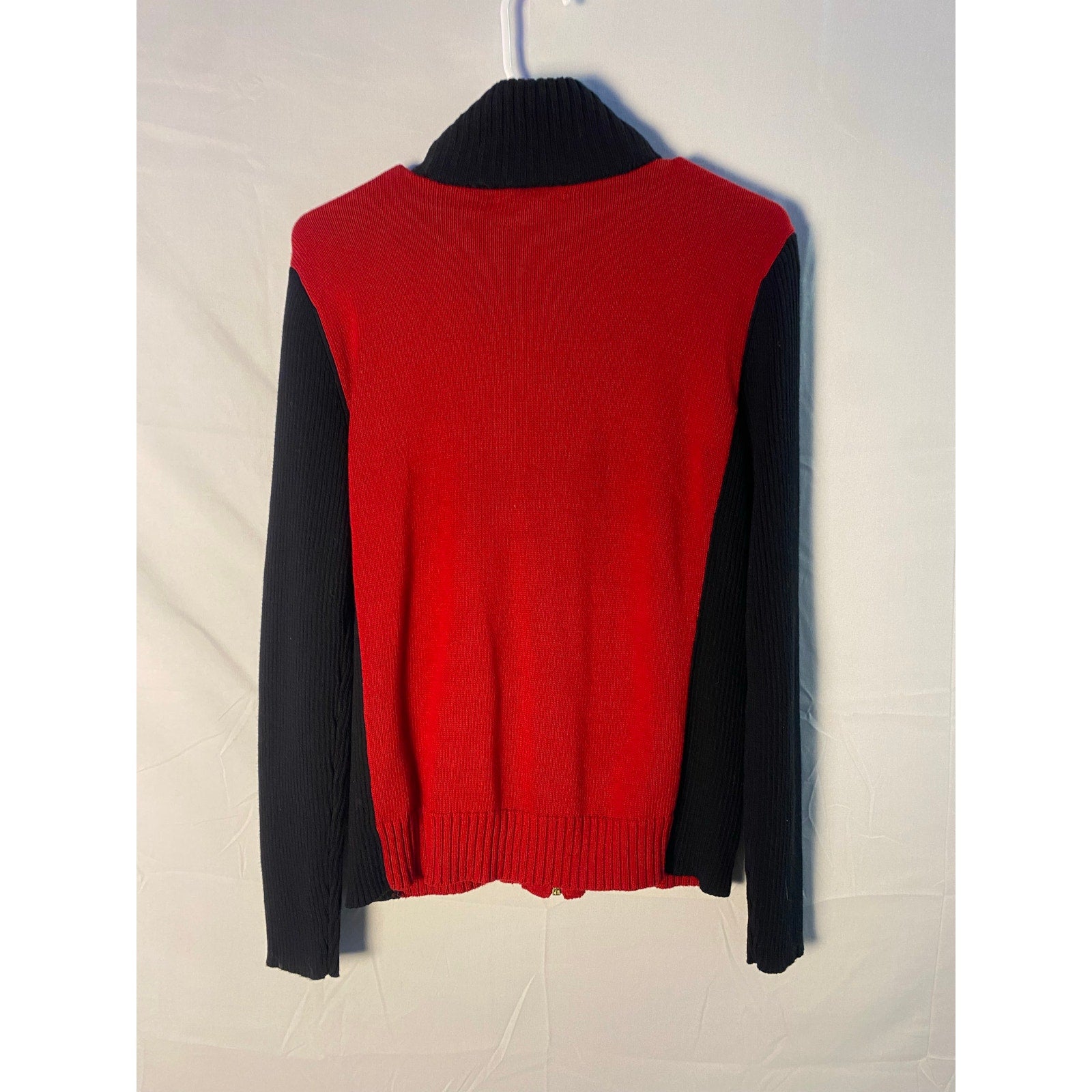 Ralph Lauren Two Toned Full Zip Cardigan Knit Sweater Mock Neck Women's Medium