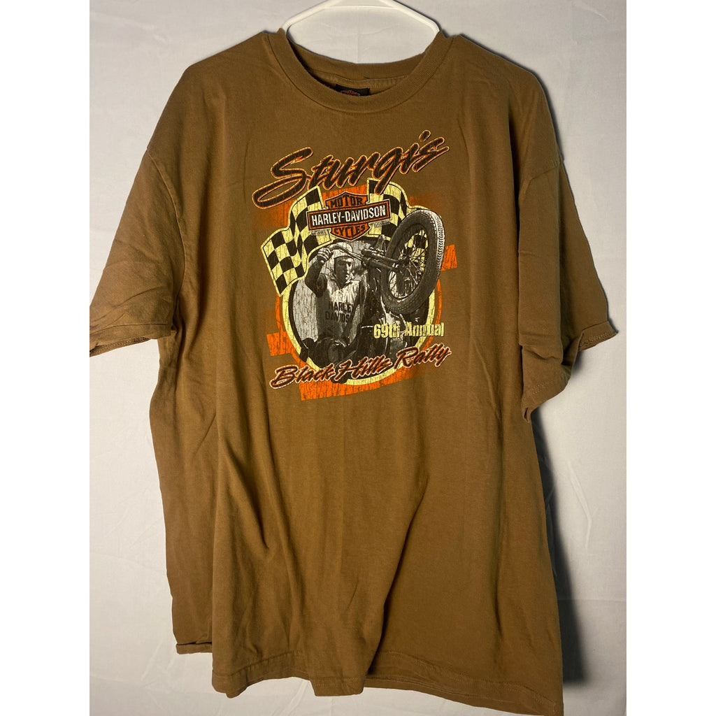 Harley Davidson STURGIS Black Hills Rally 2009 Brown Shirt Men's Size XL-2XL?