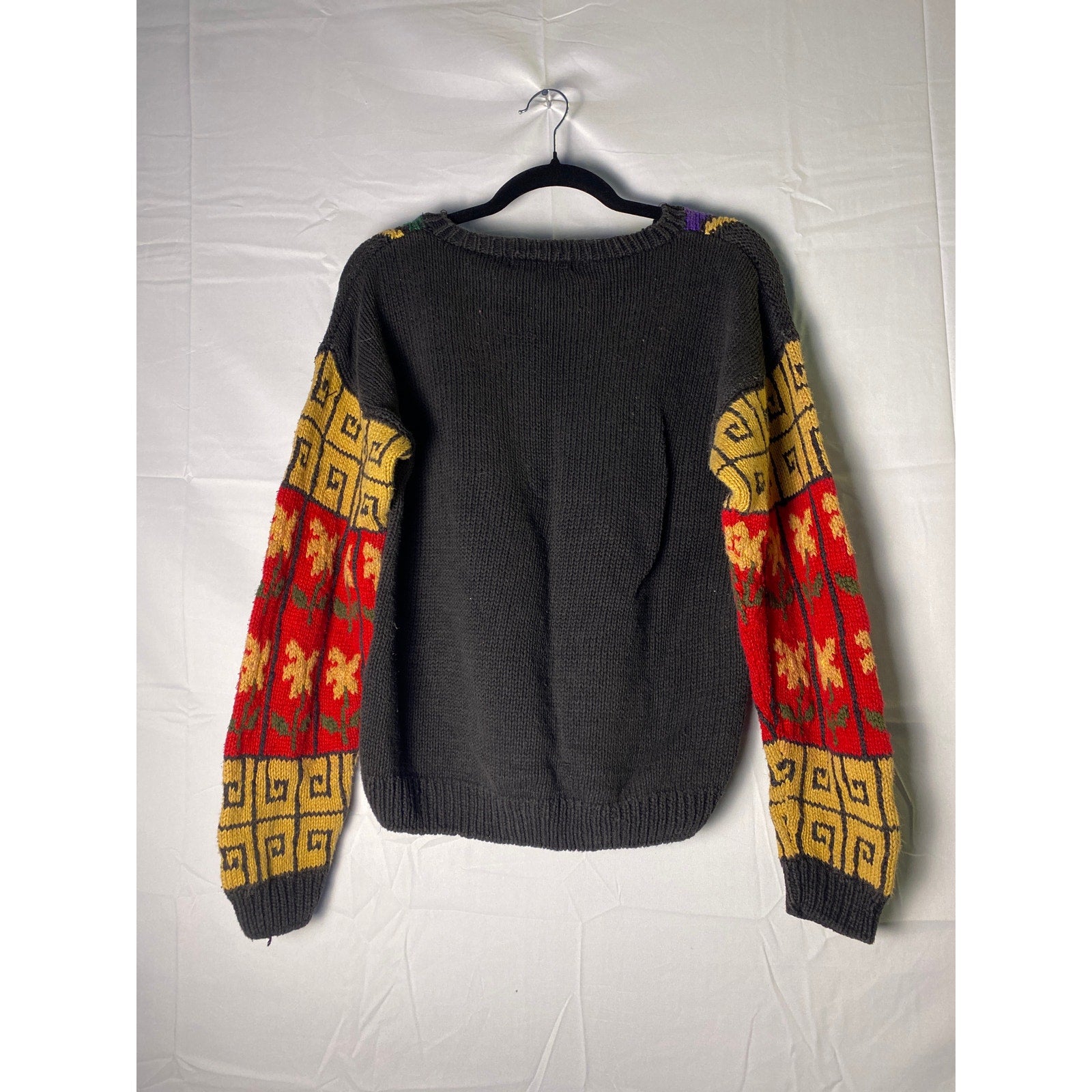 Bryn Connelly 3D Floral Multicolor Crew Neck Knit Pullover Sweater Womens Medium