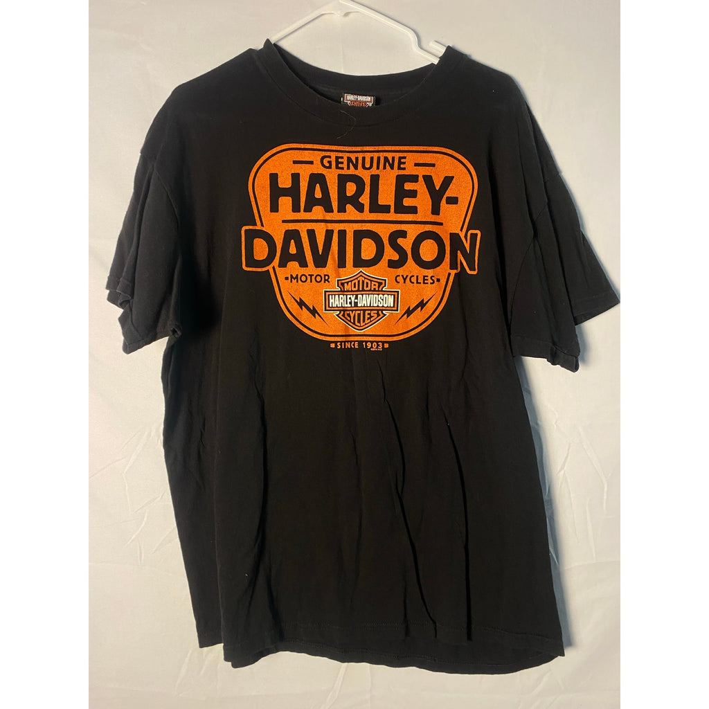 Genuine Harley Davidson Heartland Burlington, Iowa Black Graphic Shirt Size M/L?