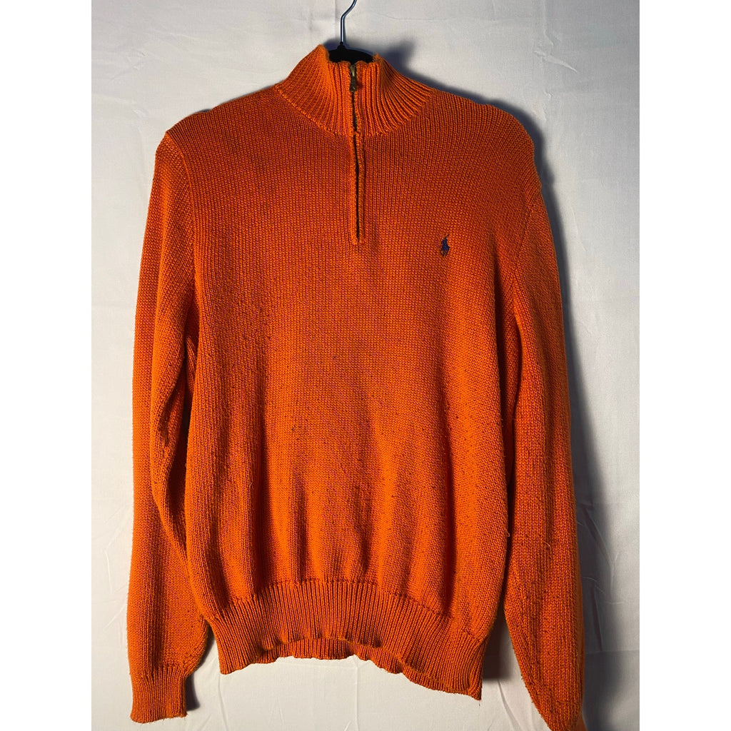 Vintage Polo by Ralph Lauren Orange Polo Sweater Quarter Zip Pullover Medium