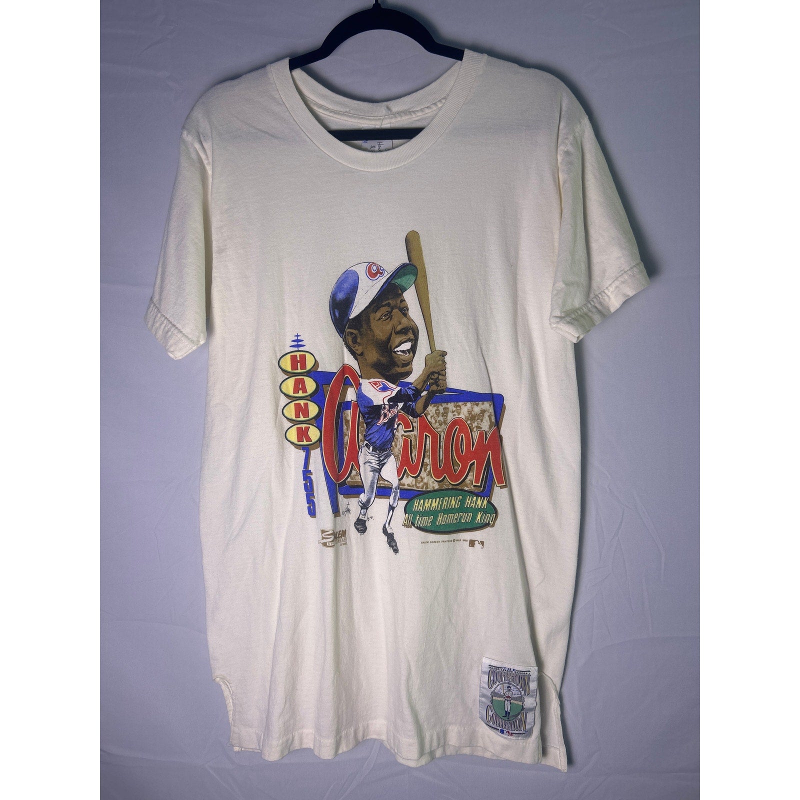 Vintage Legendary Baseball Player Hank Aaron - Hammerin' Hank White Shirt Medium