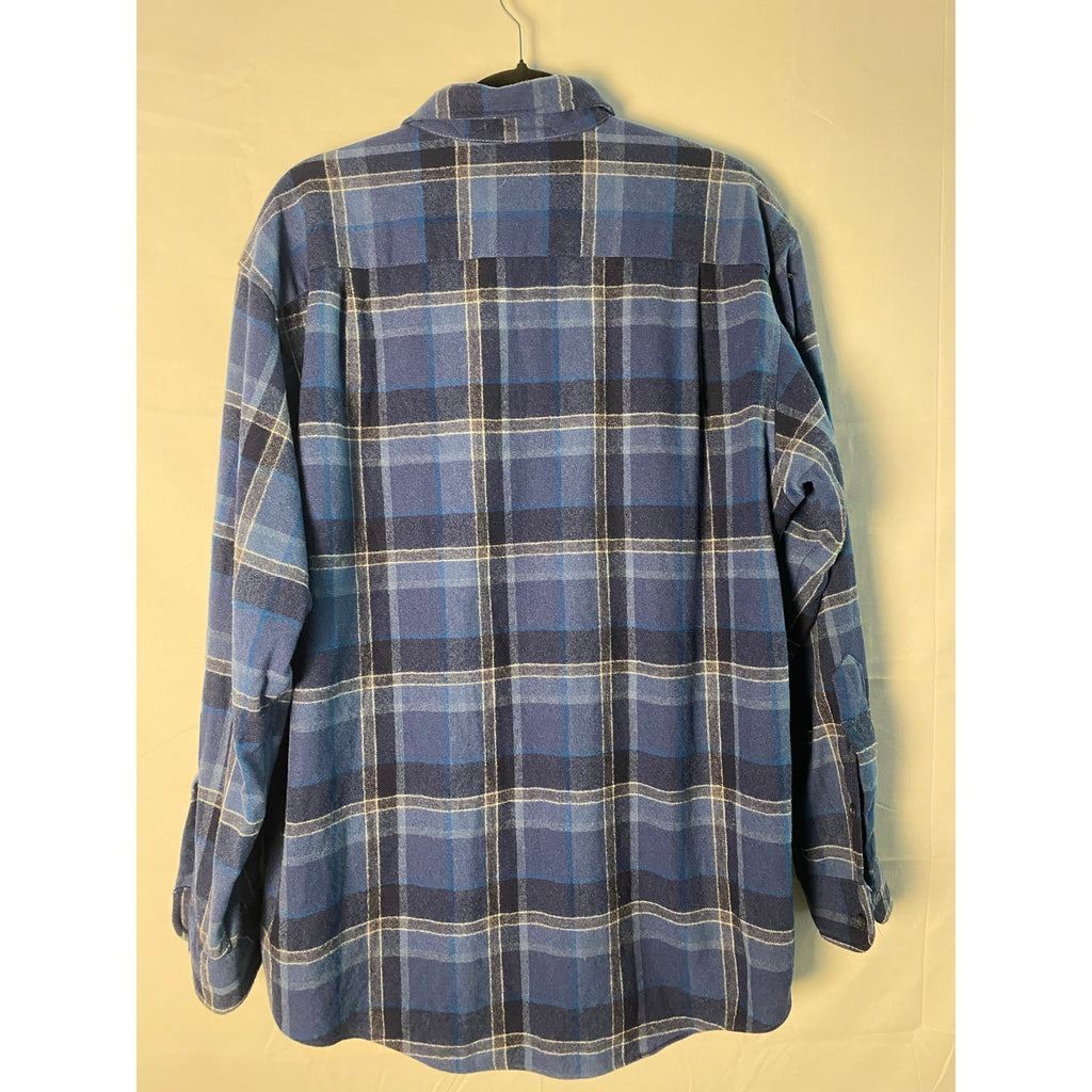 Vintage Pendleton Blue Flannel Plaid Button Up Long Sleeve Shirt Men's Large&nbsp;