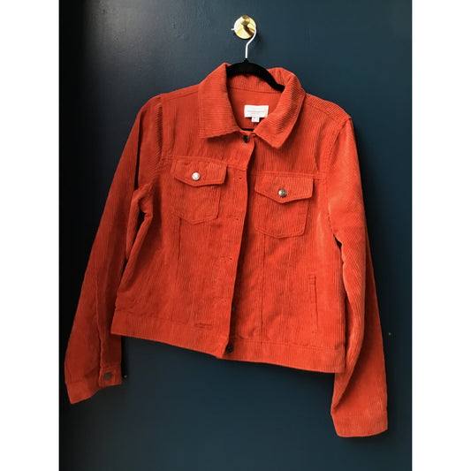 Ci Sono Button Up red Corduroy Jacket Front Chest Pockets Women's Size Medium