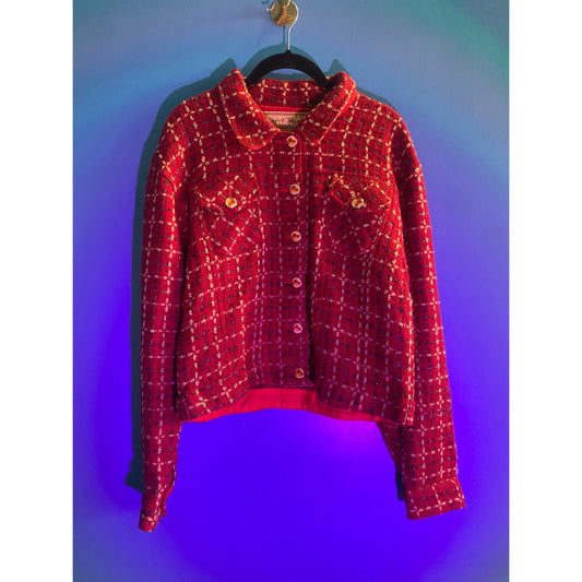 Vintage Desert Diva Sherry Holt Horse Button Up Red Jacket Chest Pockets Large