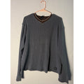Nautical Dark Blue Thermal Knit V-neck Pullover Sweater Men's Size Large