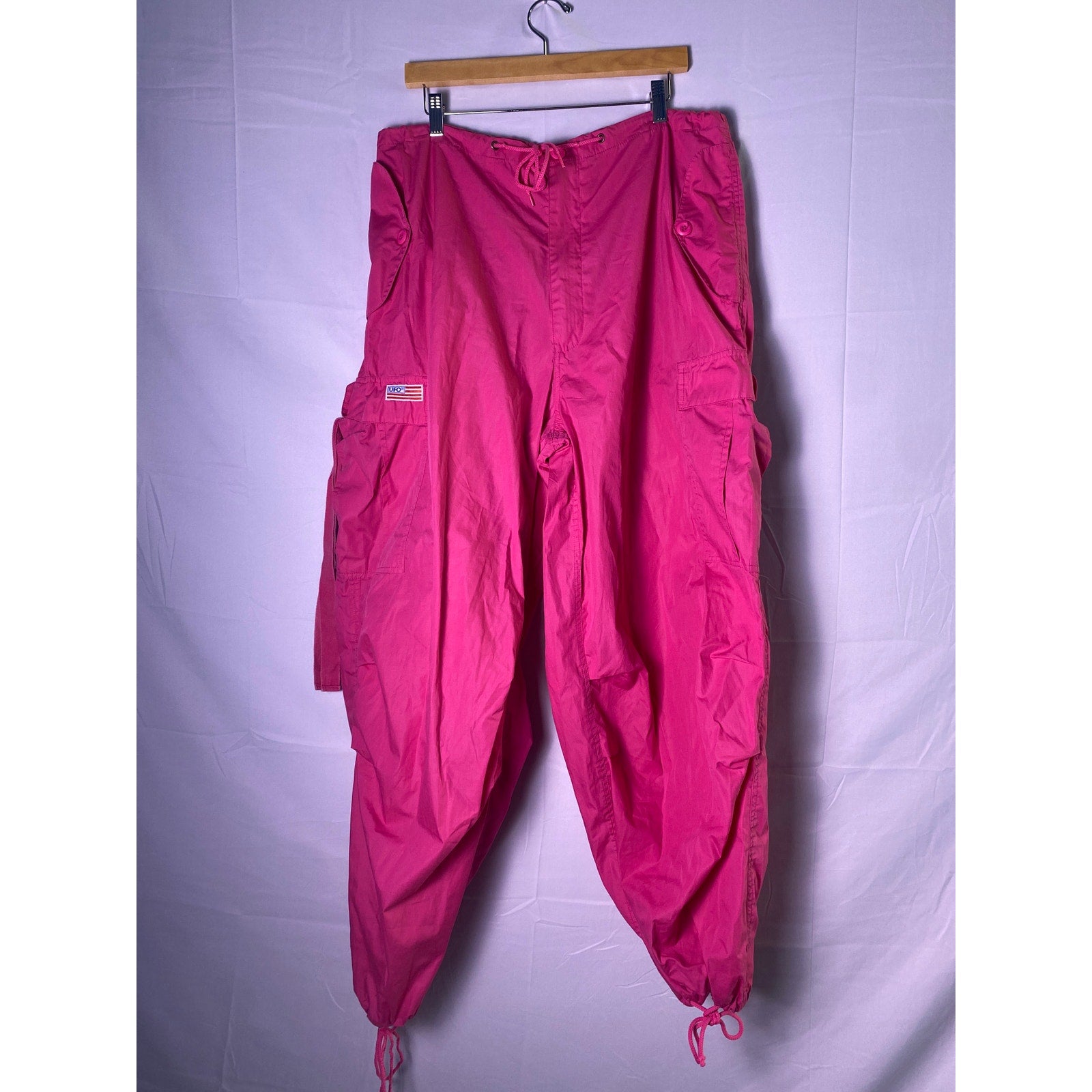 90s Y2K UFO Pink Parachute Rave Pants Women's Size Large