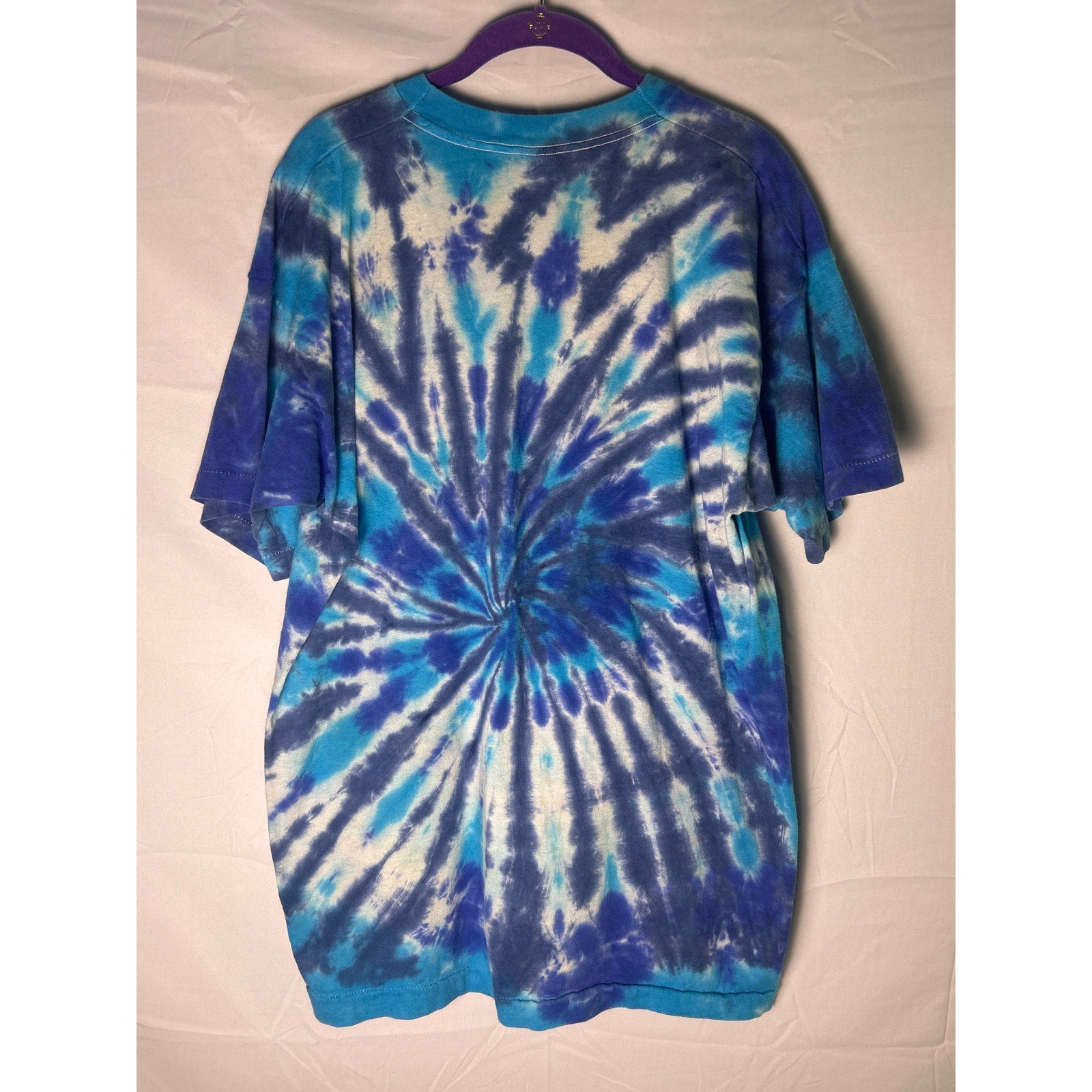 Vintage 90s Fruit of the Loom Blue Tie Dye T-shirt Men's Size XL