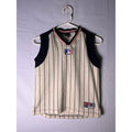 NIKE MLB Sleeveless V-neck Jersey Cream Black Striped Men's Size Small