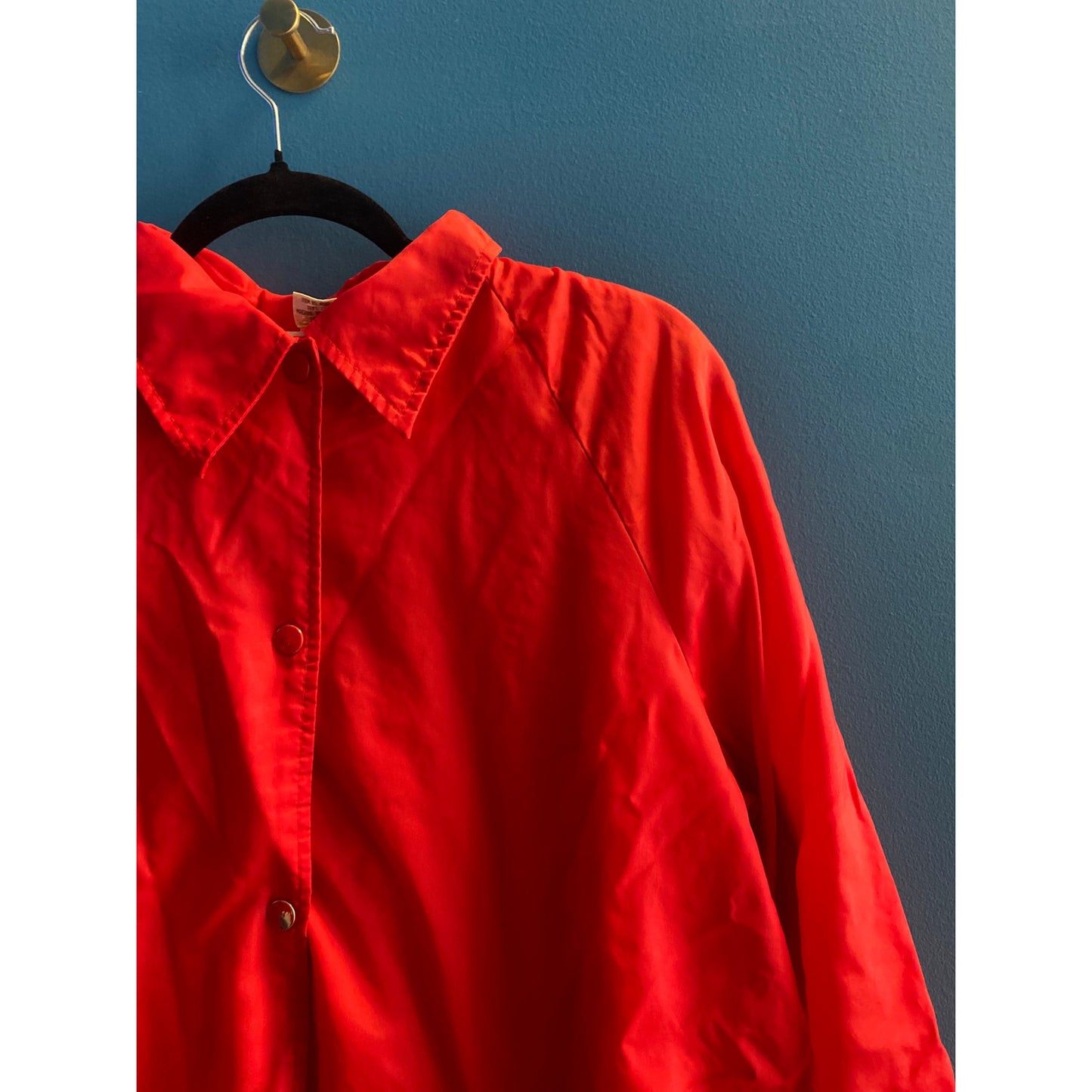 Vintage Sears Red Button Up Red Satin Bomber Jacket Men's Size XL
