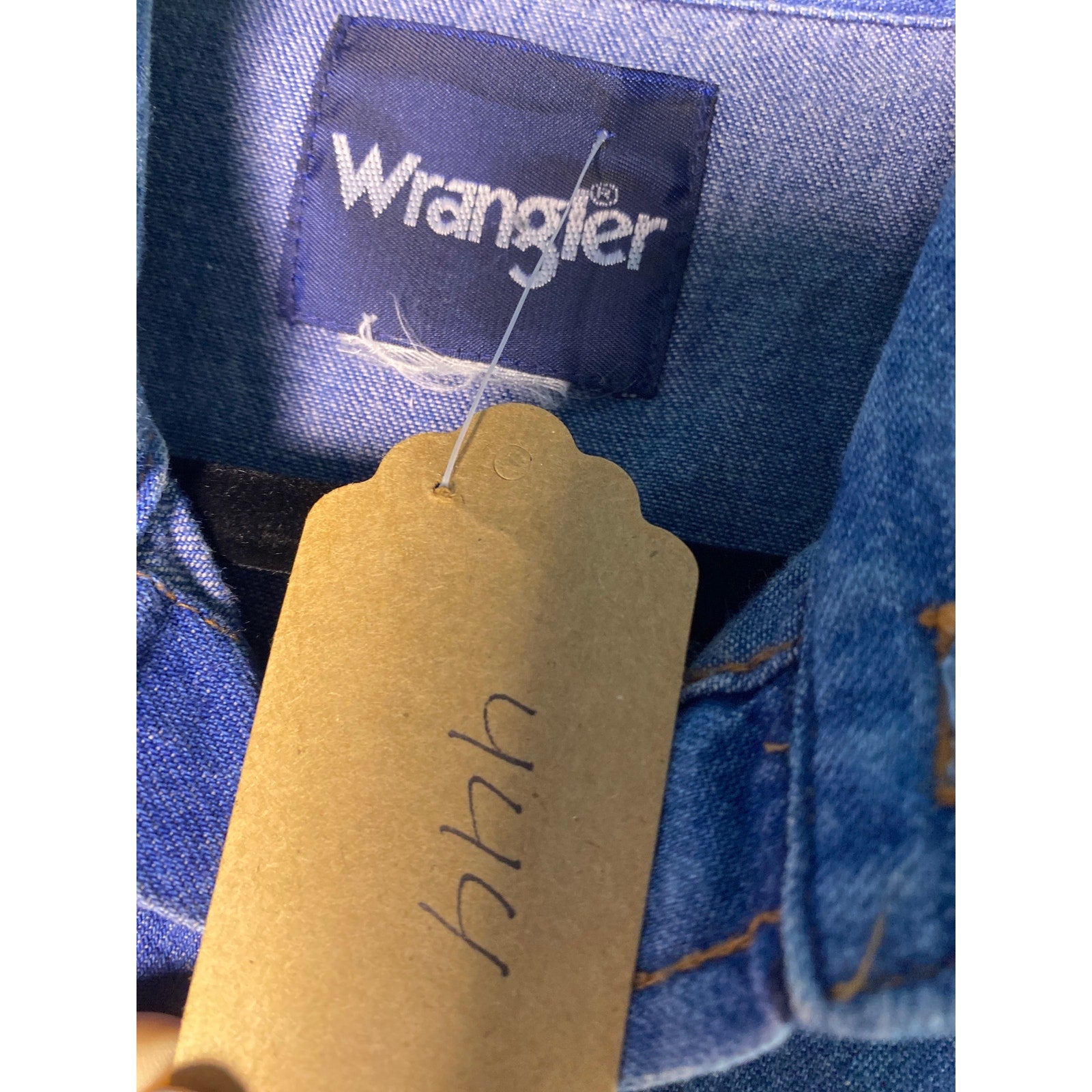 Vintage Wrangler Blue Denim Pearl Button Shap Brushpopper Shirt Men's Size 2XL