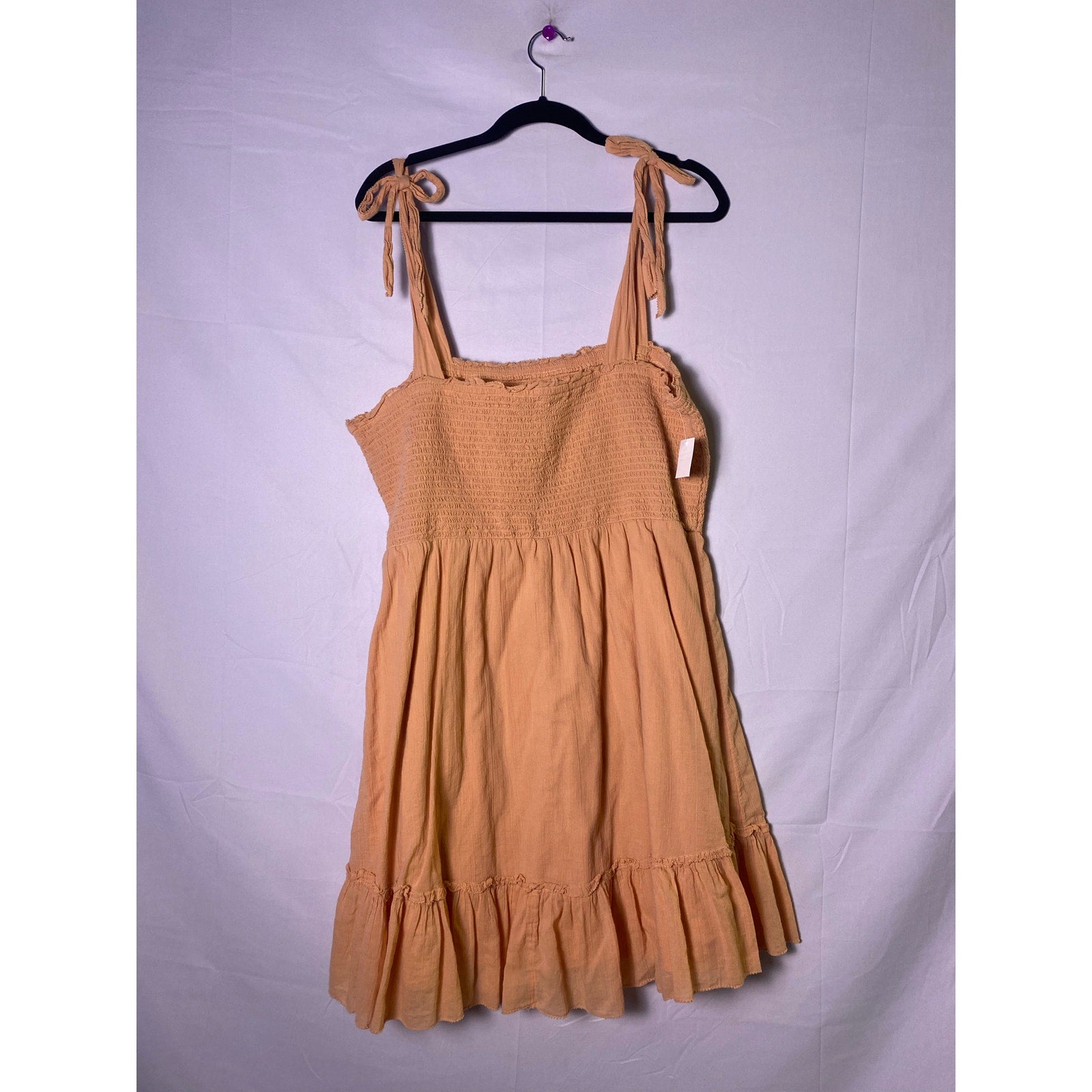 Aerie Peach Smocked Babydoll Cotton Sundress