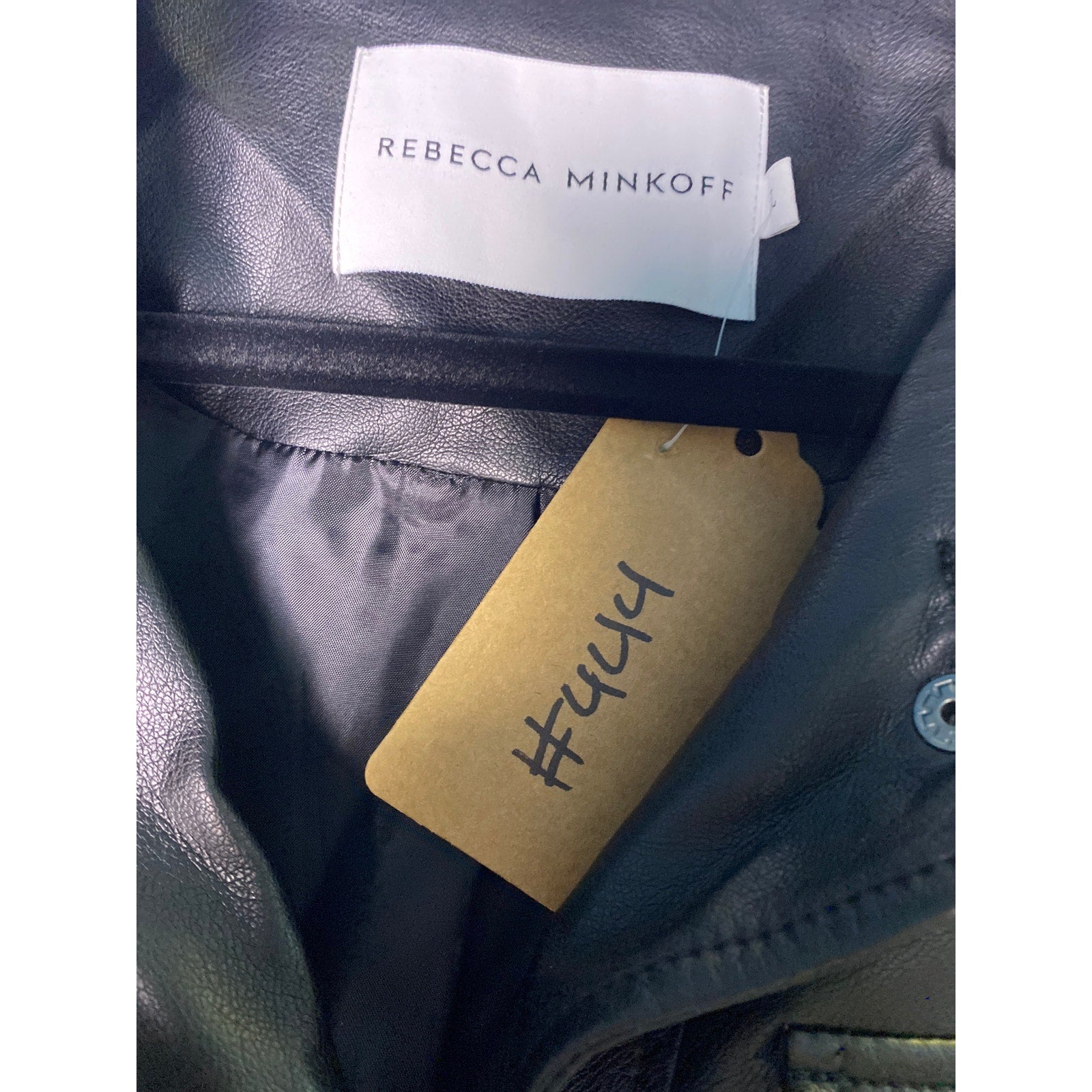 Rebecca Minkoff Black Vegan Faux Leather Belted Trench Jacket w/ Pockets Size XL