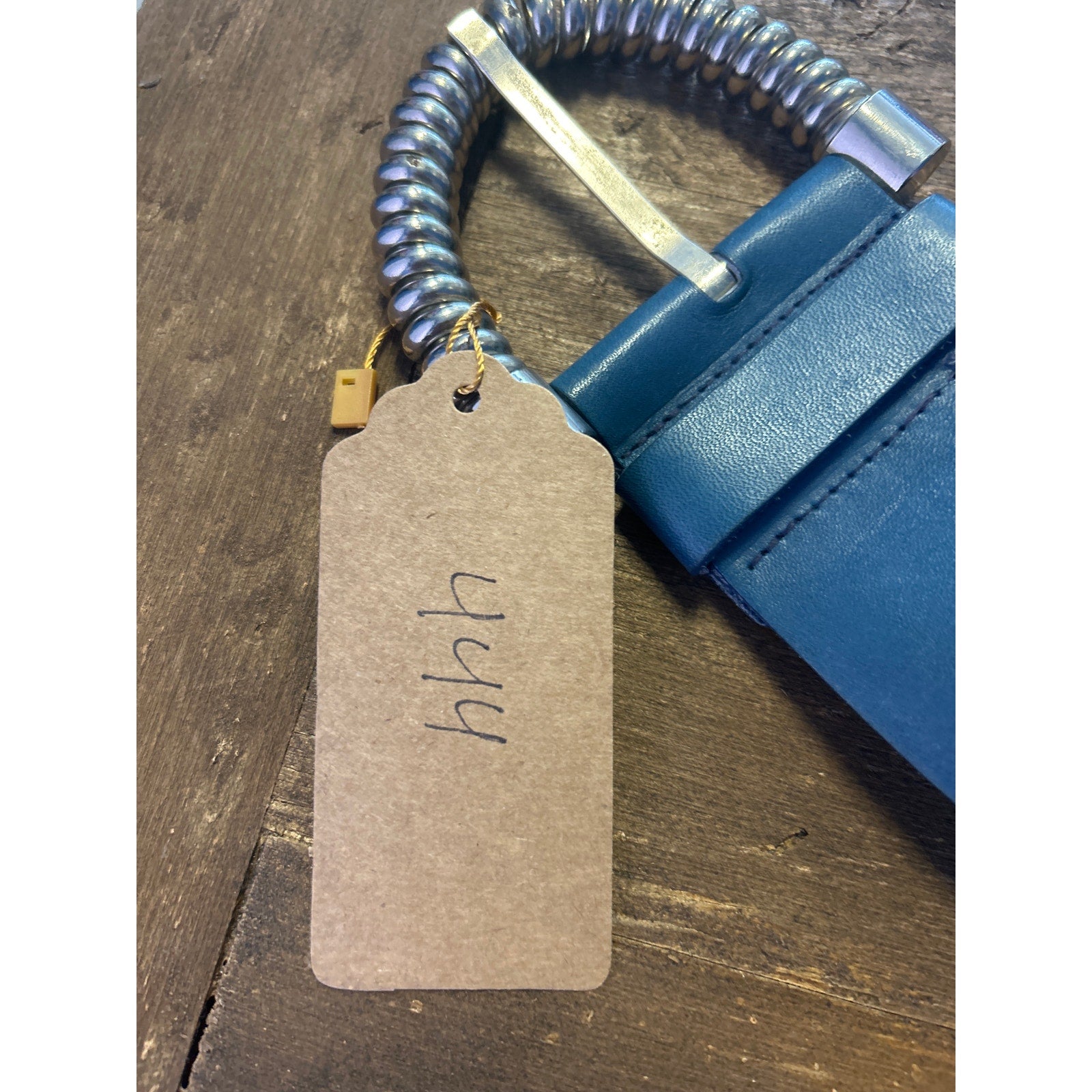 Vintage Omega Leather Belt Blue & Silver