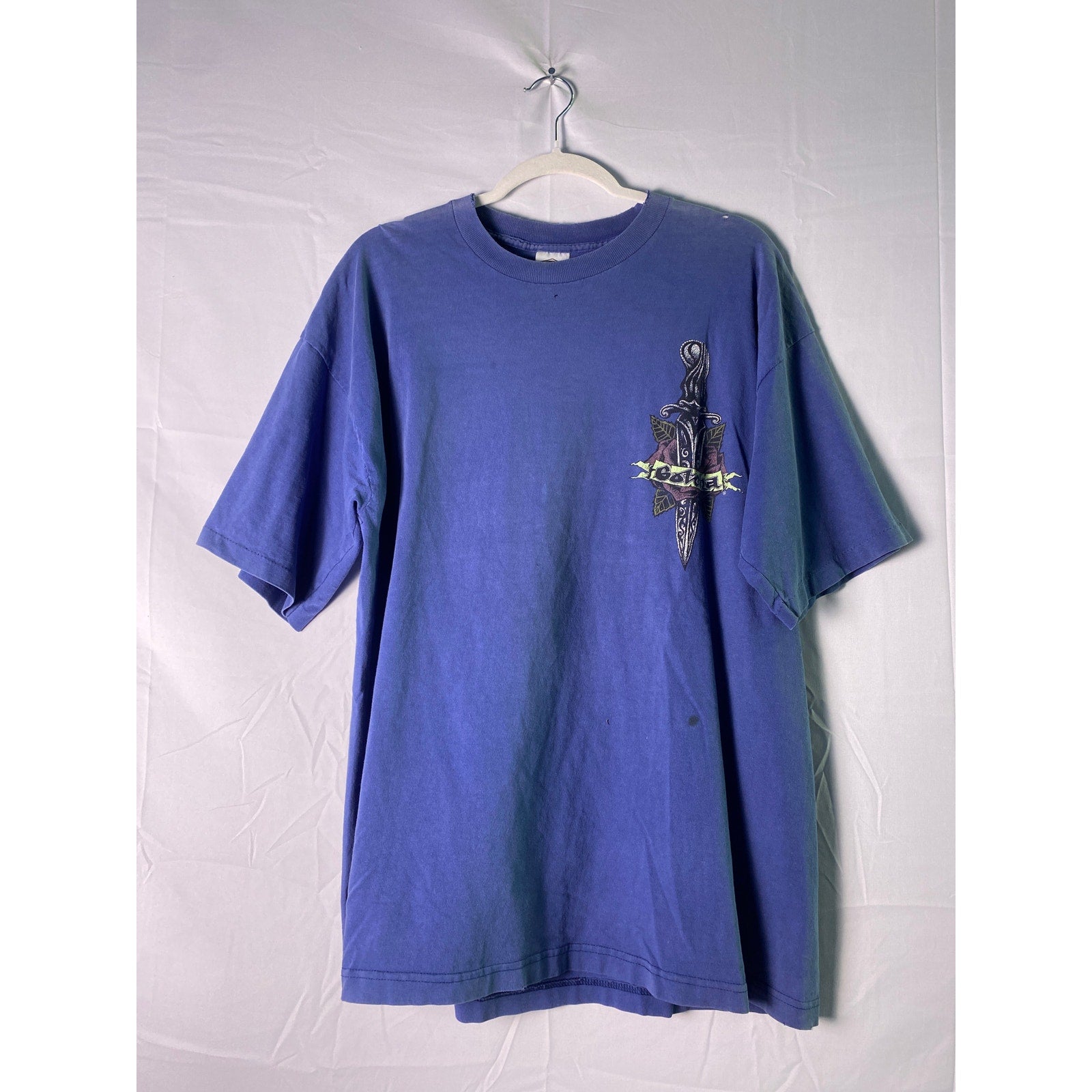 Vintage Gotcha Surfing Dagger Graohic Print Blue T-shirt Men's Size XL
