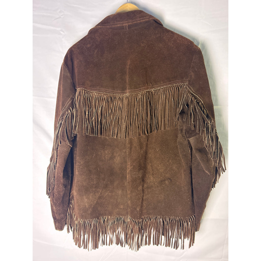 Reed Vintage 90s Brown Western Cowboy Suede Leather Fringes Tassel Jacket Large