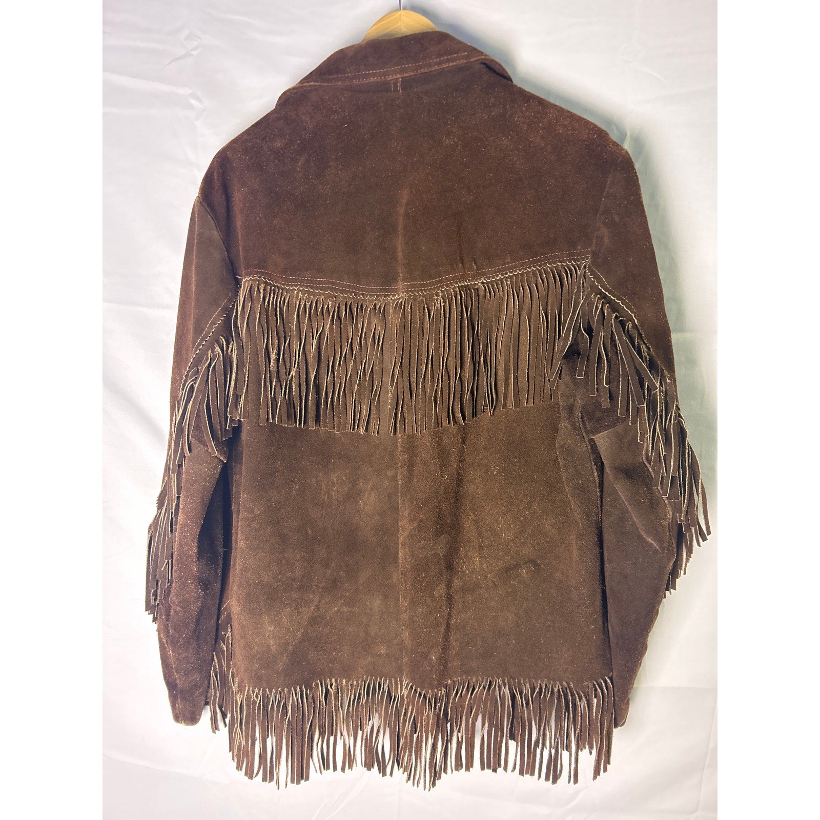 Reed Vintage 90s Brown Western Cowboy Suede Leather Fringes Tassel Jacket Large