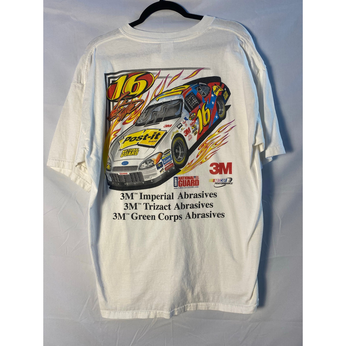 Gildan NASCAR 3M Abrasives Sponsored White Racing Graphic Print Shirt Men's XL