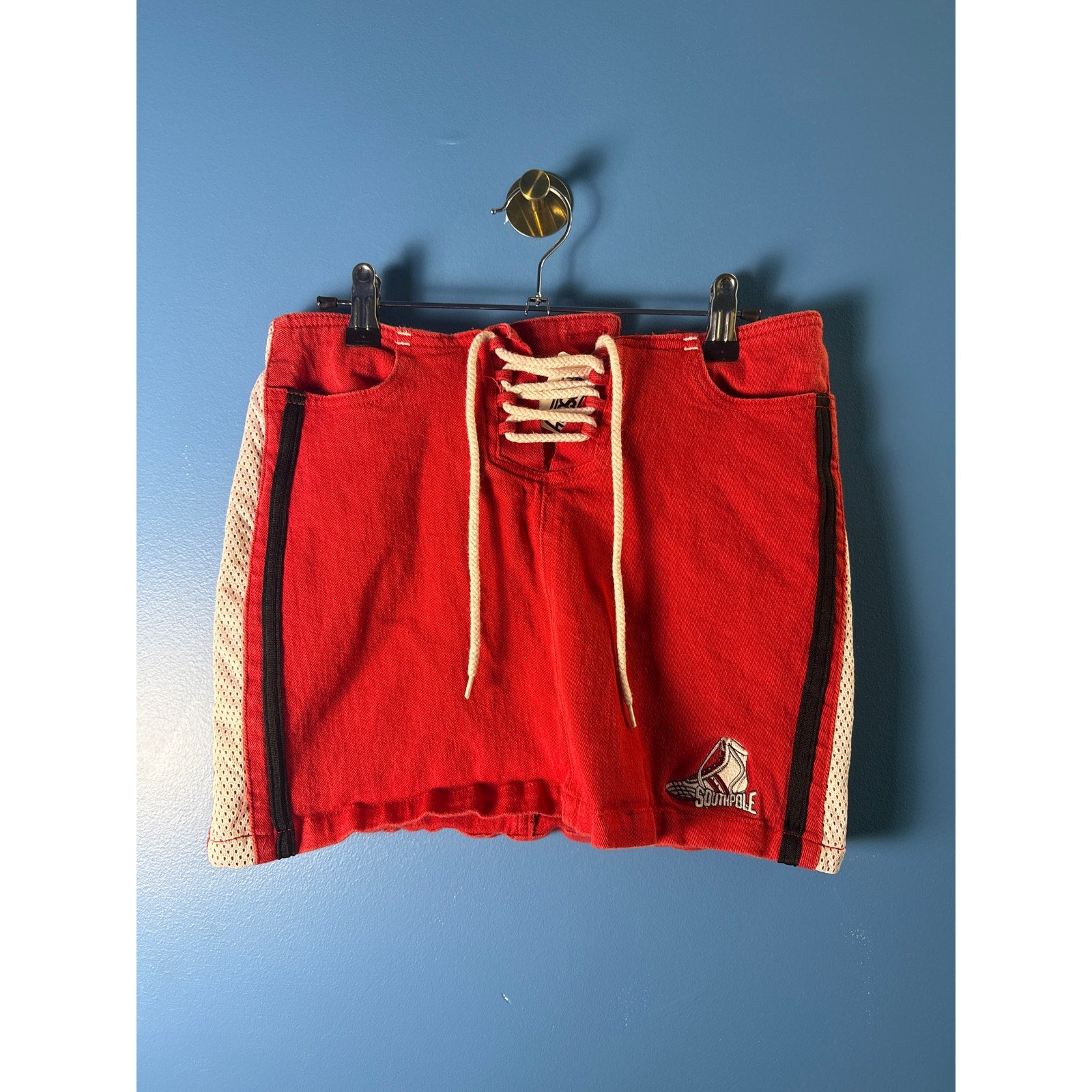 Southpole Boxing Mini Skirt Black Red White Lace Up Women's Junior Size 7