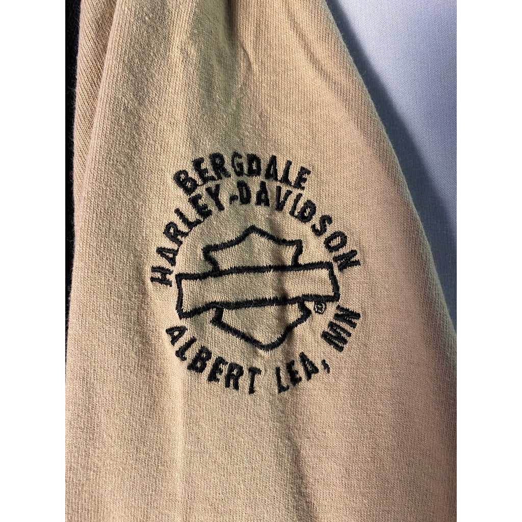 Harley Davidson Stone BERGDALE ALBERT LEA, MN Baseball Shirt Men's Size XL-2XL?