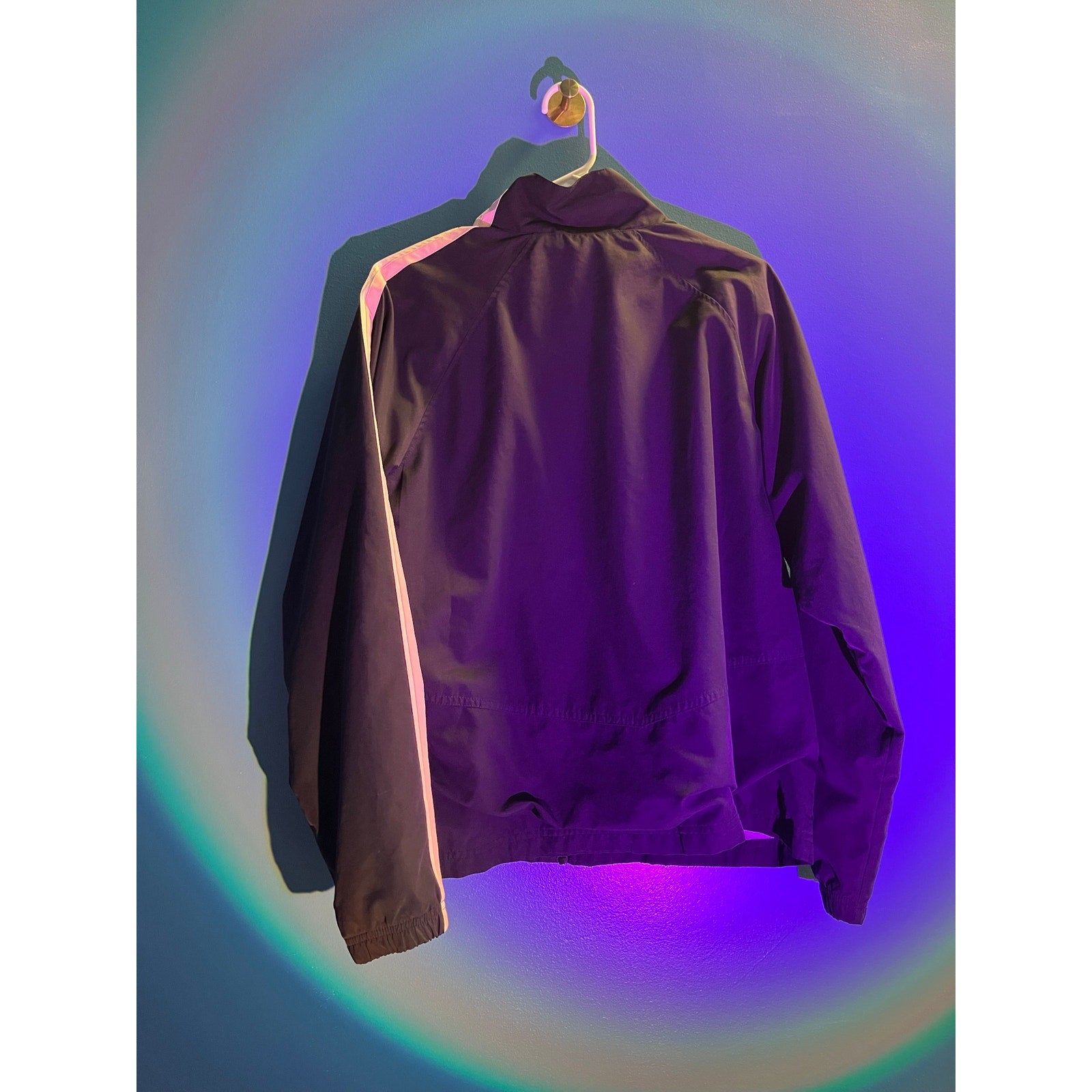 Reebok Black Pink Full Zip Logo Print Windbreaker Jacket Women's Size Large