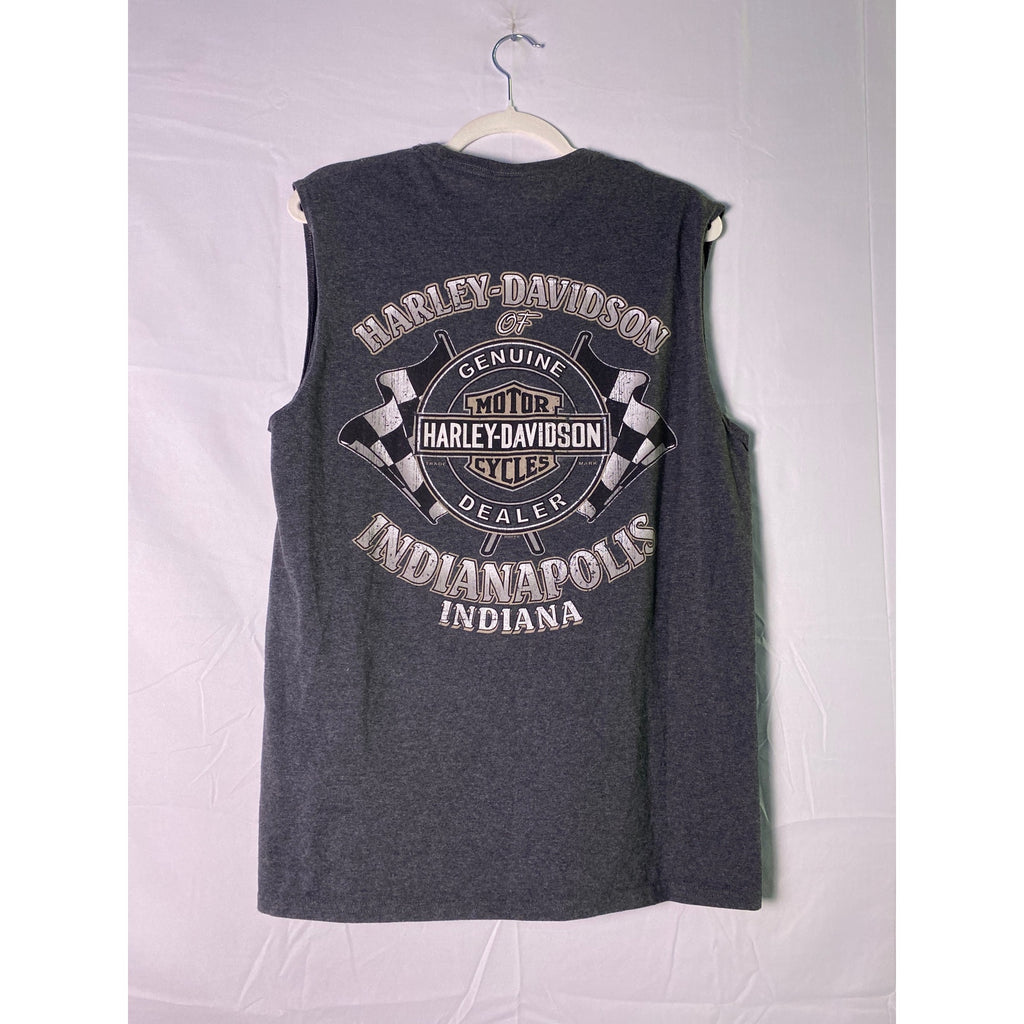Harley Davidson Motorcycles Indianapolis, Indiana Black Tank Shirt Men's Large