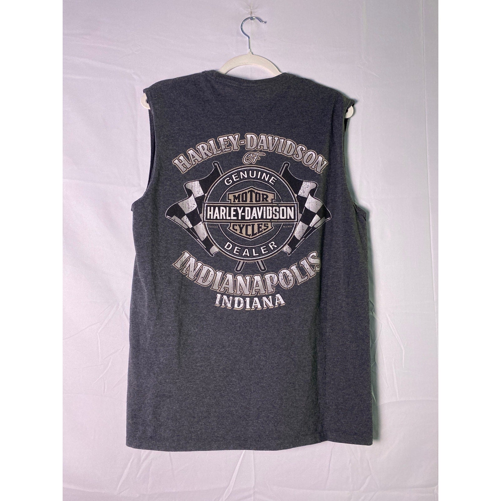 Harley Davidson Motorcycles Indianapolis, Indiana Black Tank Shirt Men's Large