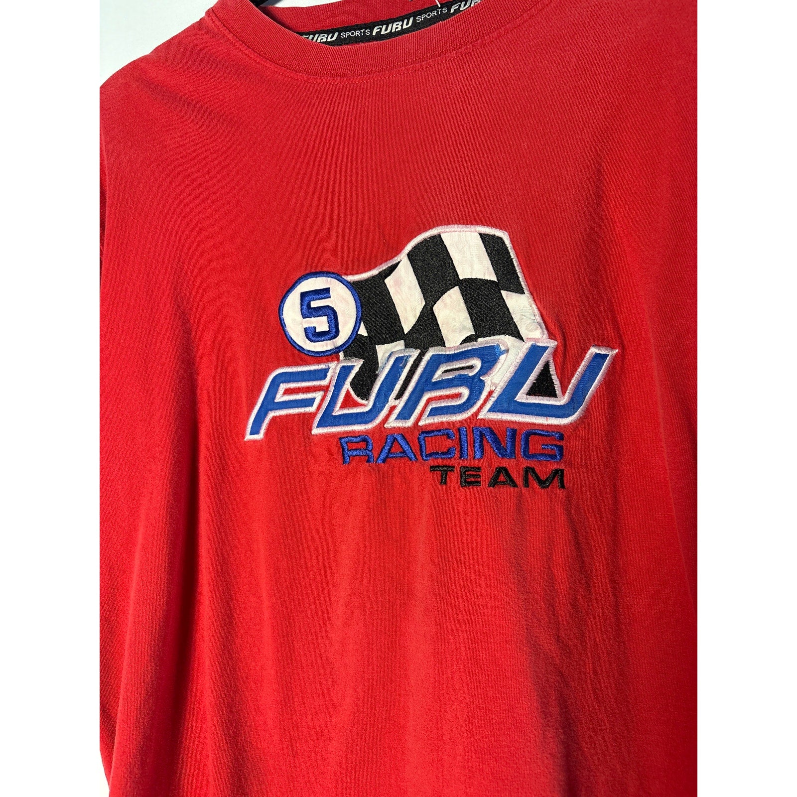 Vintage Red Fubu Racing Team Tee #5 Embroidered Shirt Men's Size Large