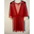 Cinema Etoile Sexy Santa Red Deep V-neck Holiday Marabou Robe White Fur Hem