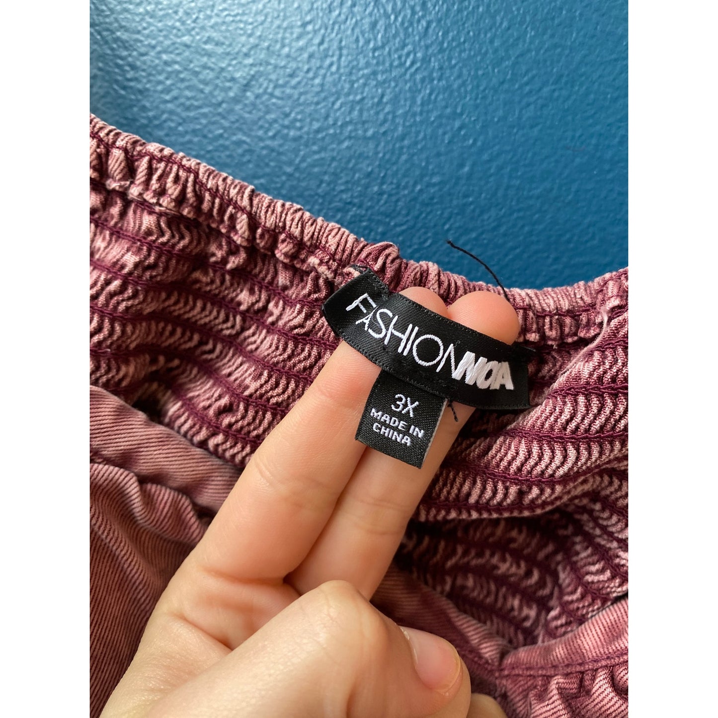 Fashion Nova Burgundy Smocked Crop Top Women's Plus Size 3X
