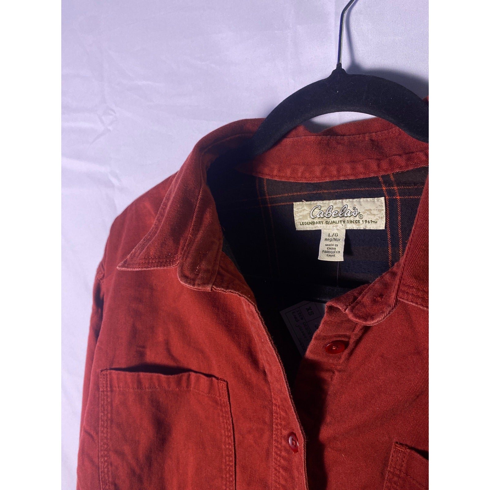 Red Cabelas Button Up Flannel Lined