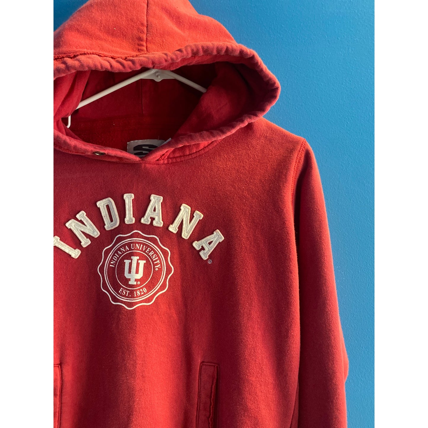 Vintage Stadium Athletics Indiana University Red Pullover Hood Sweatshirt Small