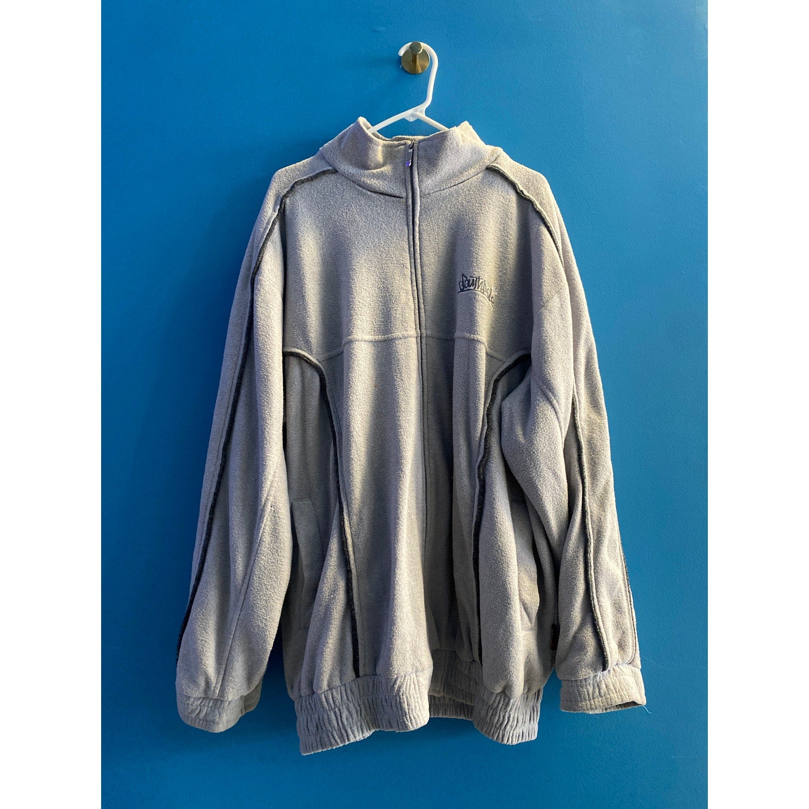 Southpole Gray Full Zip Fleece Jacket Front Side Logo Men's Size XL