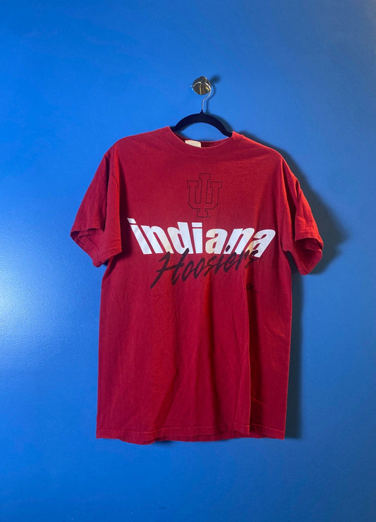 Vintage Red Oak IU Indiana Hoosiers Red Black White Short Sleeve T-shirt Medium